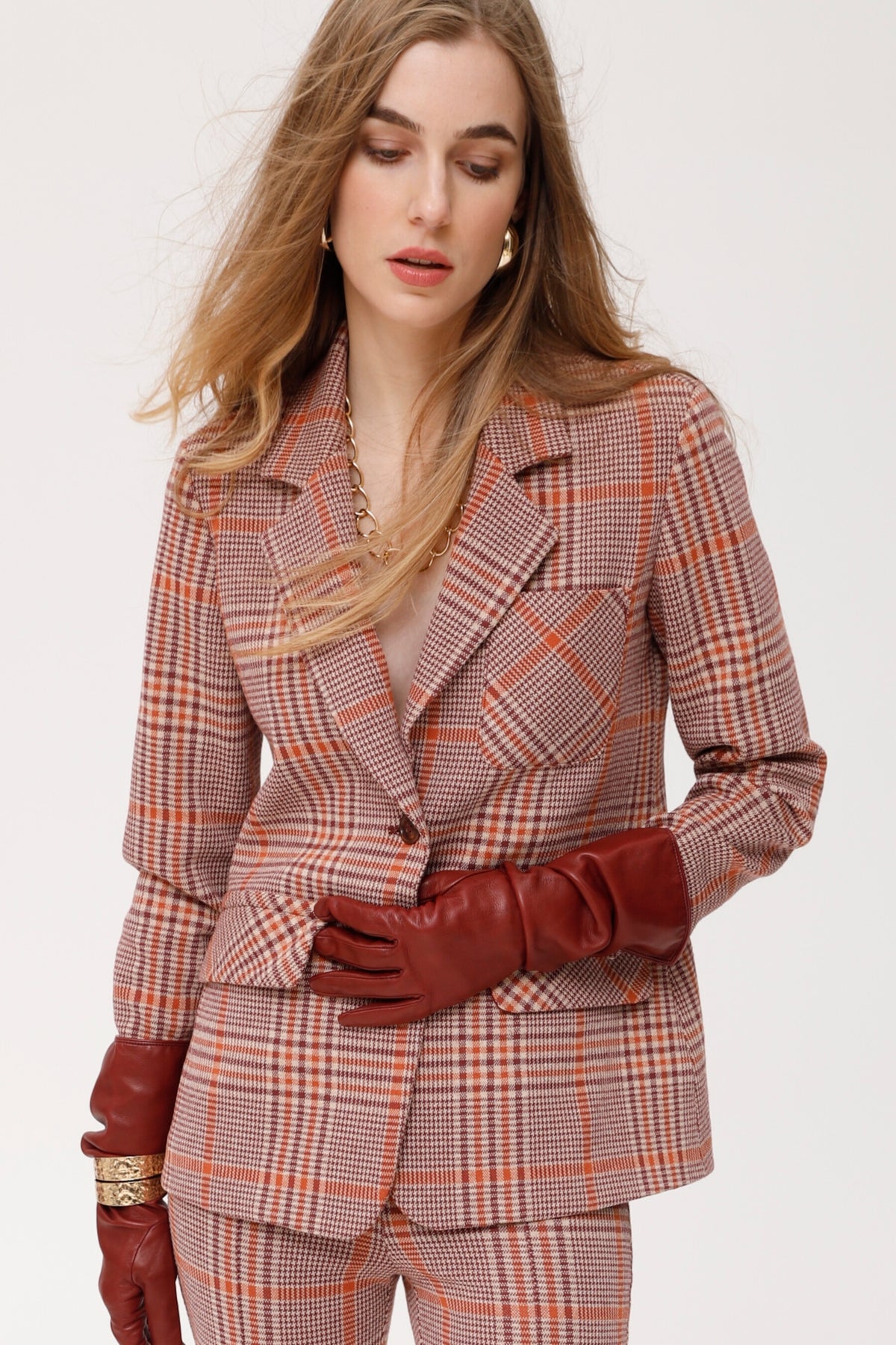 Chaqueta Libero Punto En Cuadros Multicolor