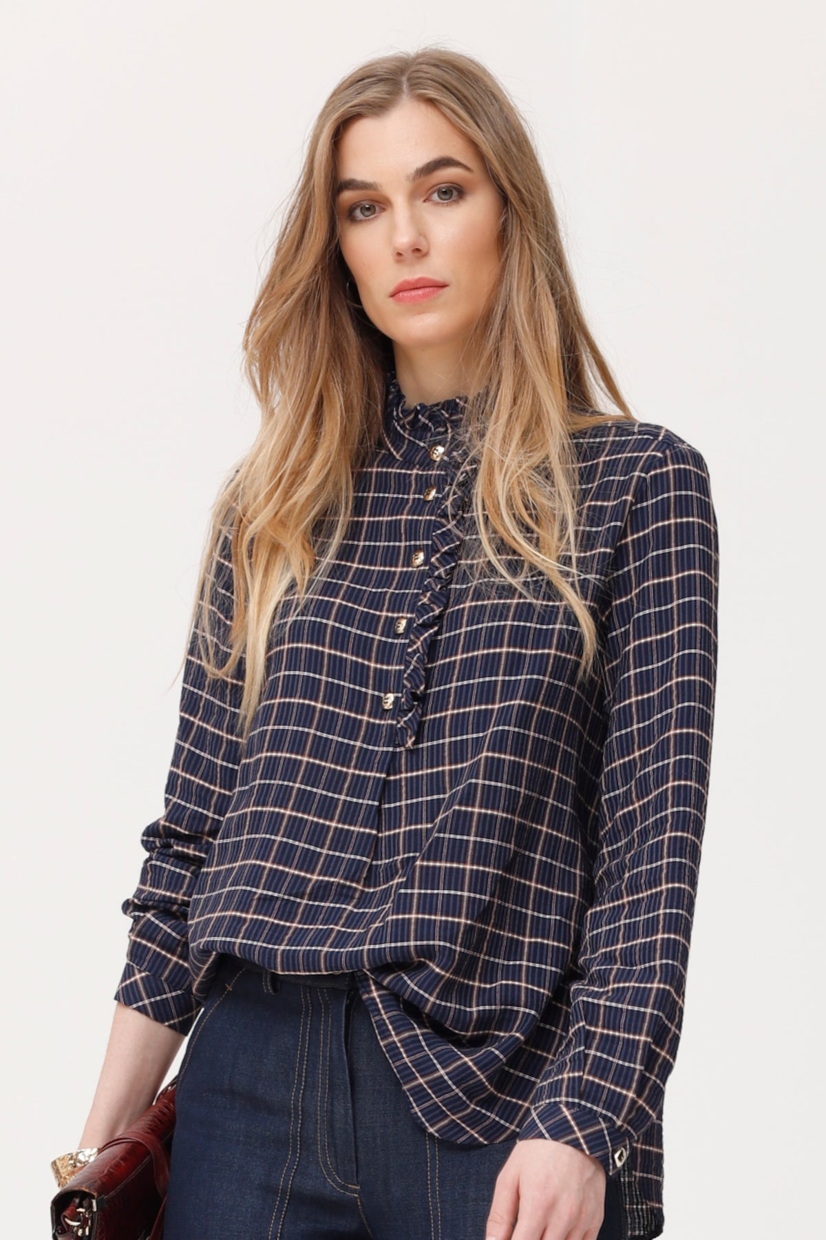CAMISA FERRAT SEERSUCKER DE VISCOSA CUADROS
