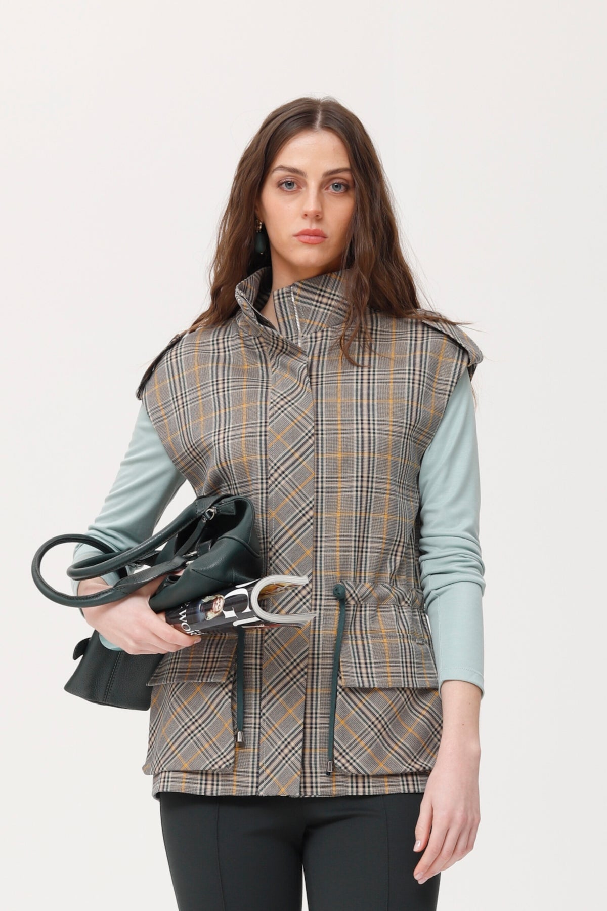 Chaleco Inesa tejido de cuadros multicolor