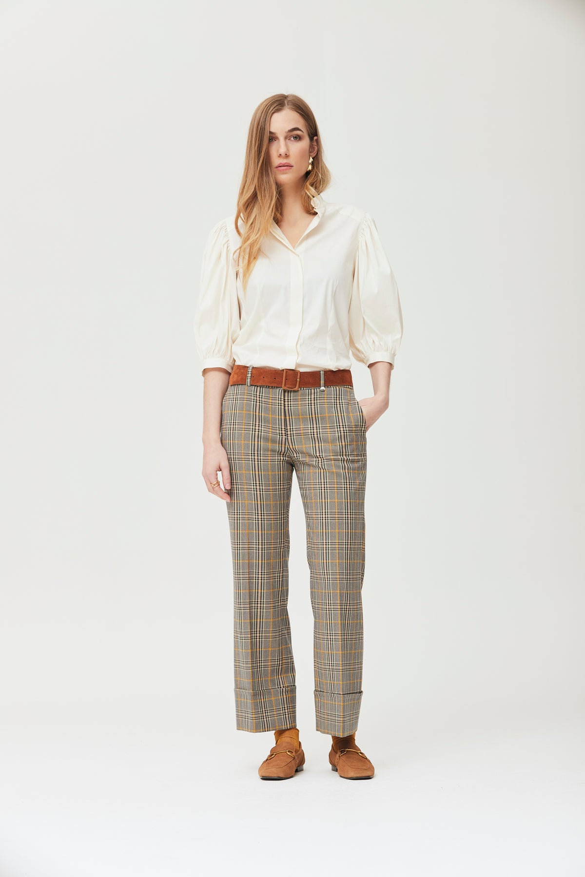 Pantalón Tacat Tejido De Cuadros Multicolor
