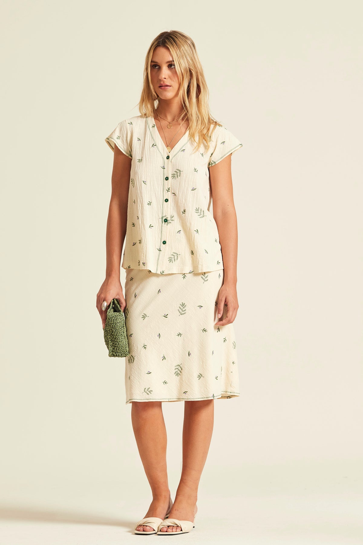 Falda Diber6 Algodón Bordado