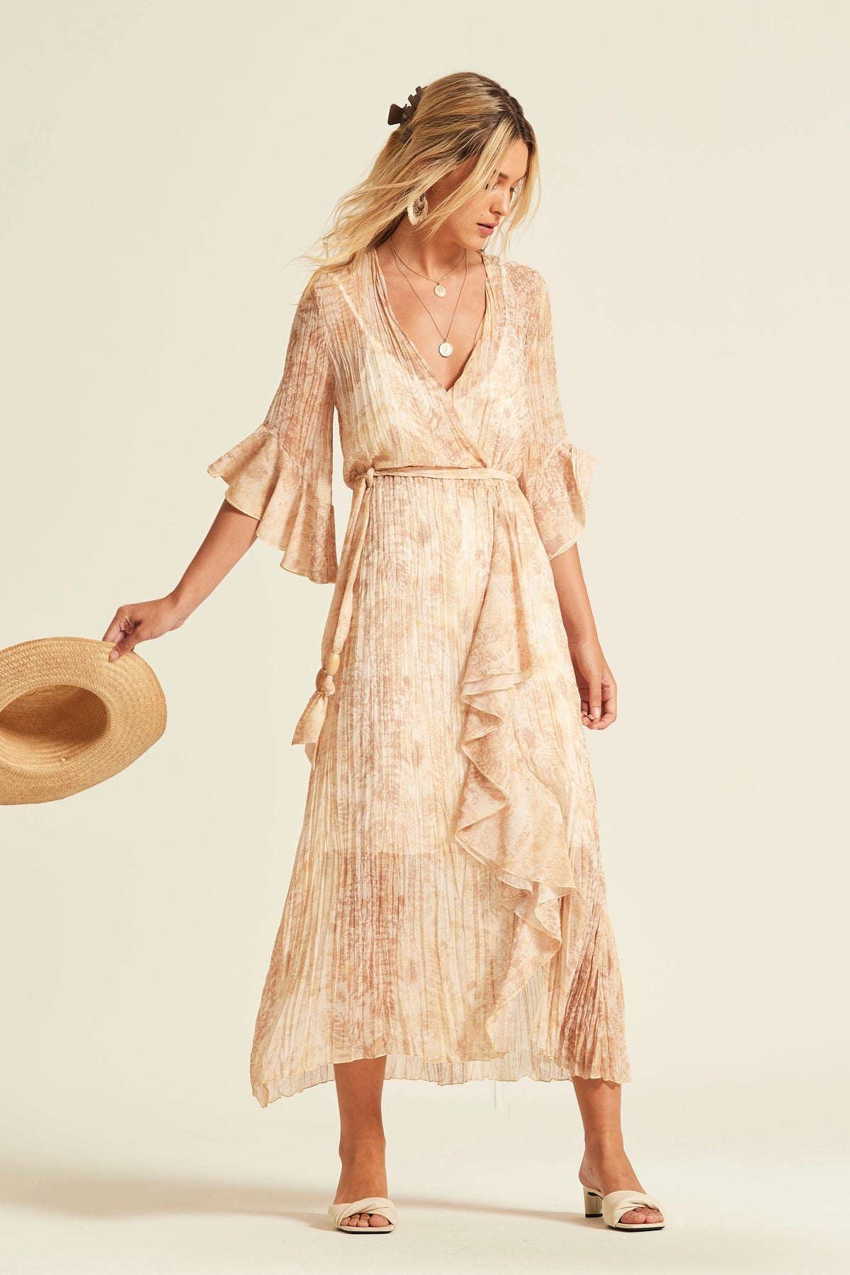 Vestido Marino Gasa Estampada