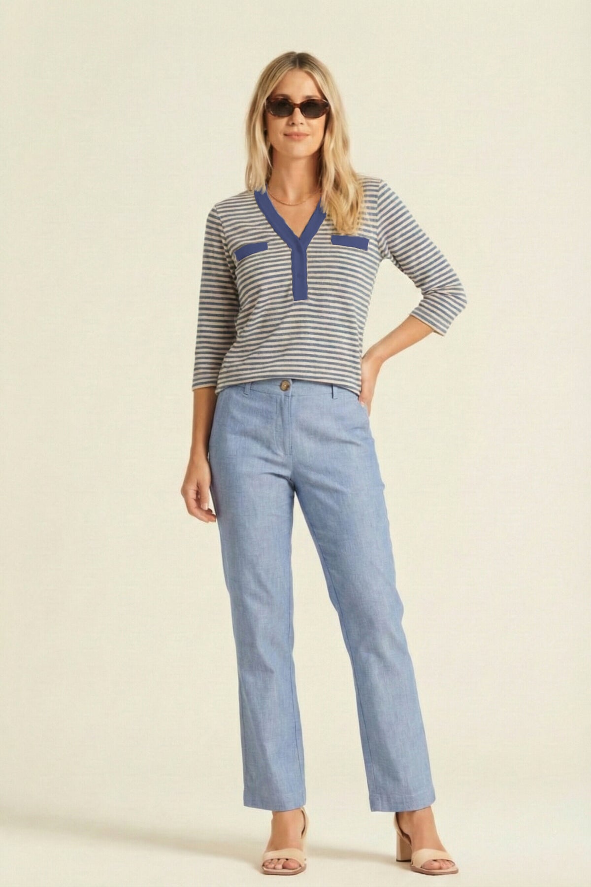 Punsil7 Two-Tone Striped Knit T-Shirt