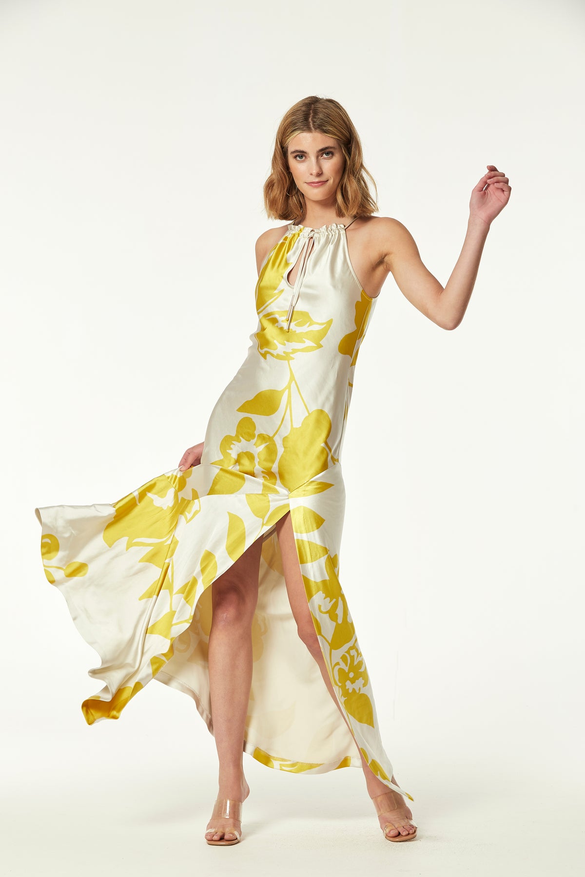 PRINTED SATIN VOLINO1 DRESS