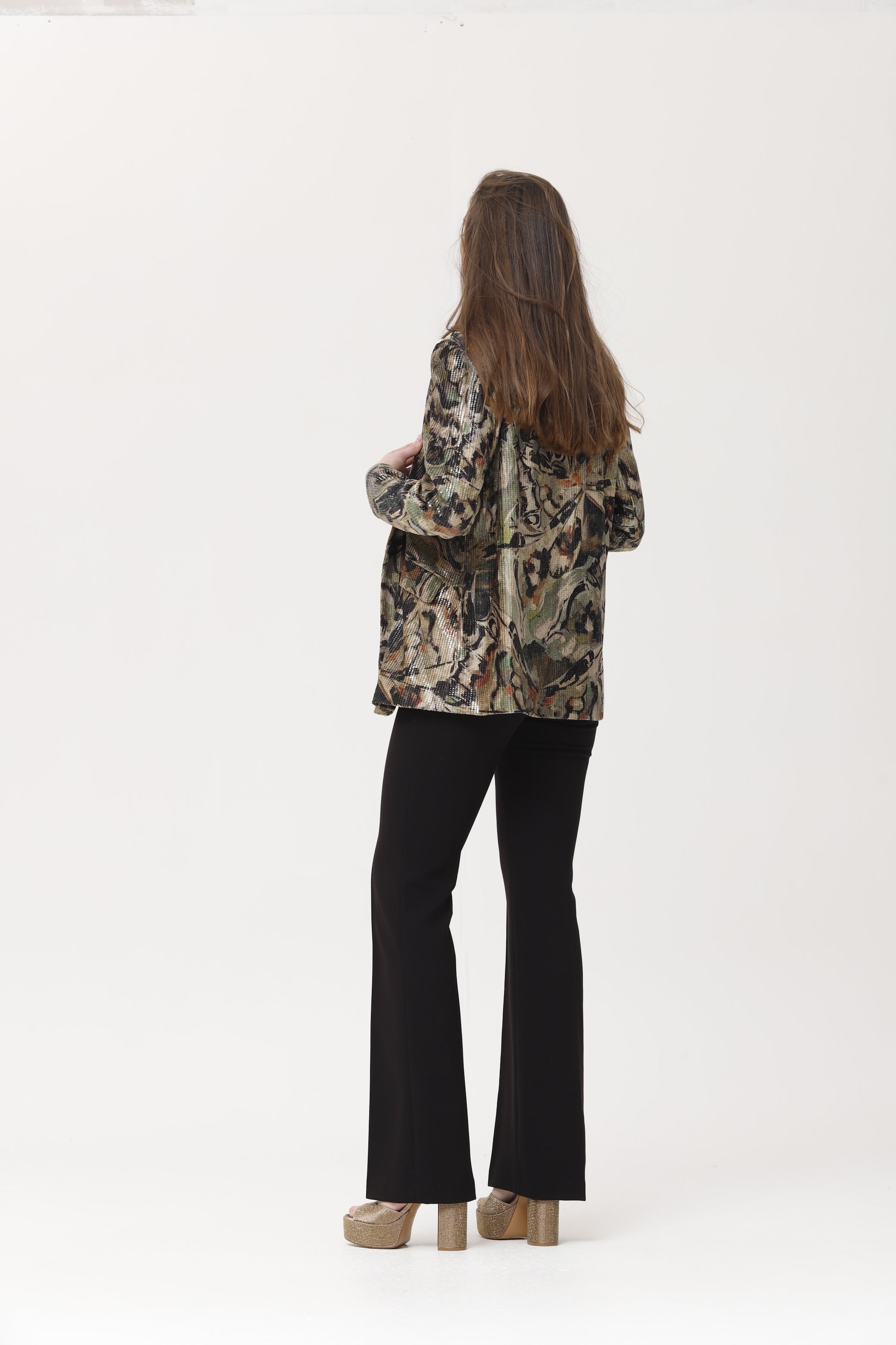 Chaqueta Facre terciopelo estampado con lentejuelas