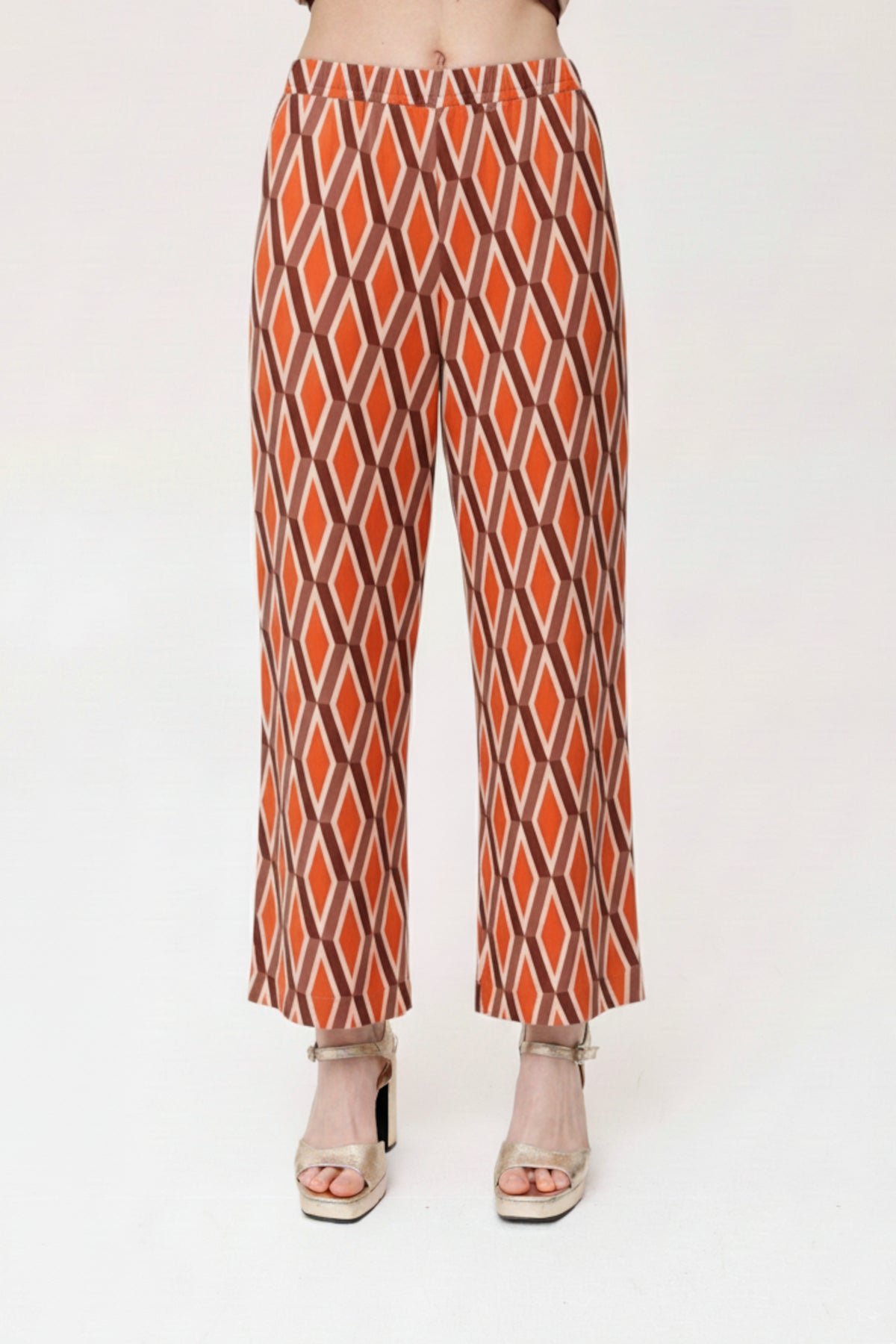 Caebo9 crêpebroek met geometrische print