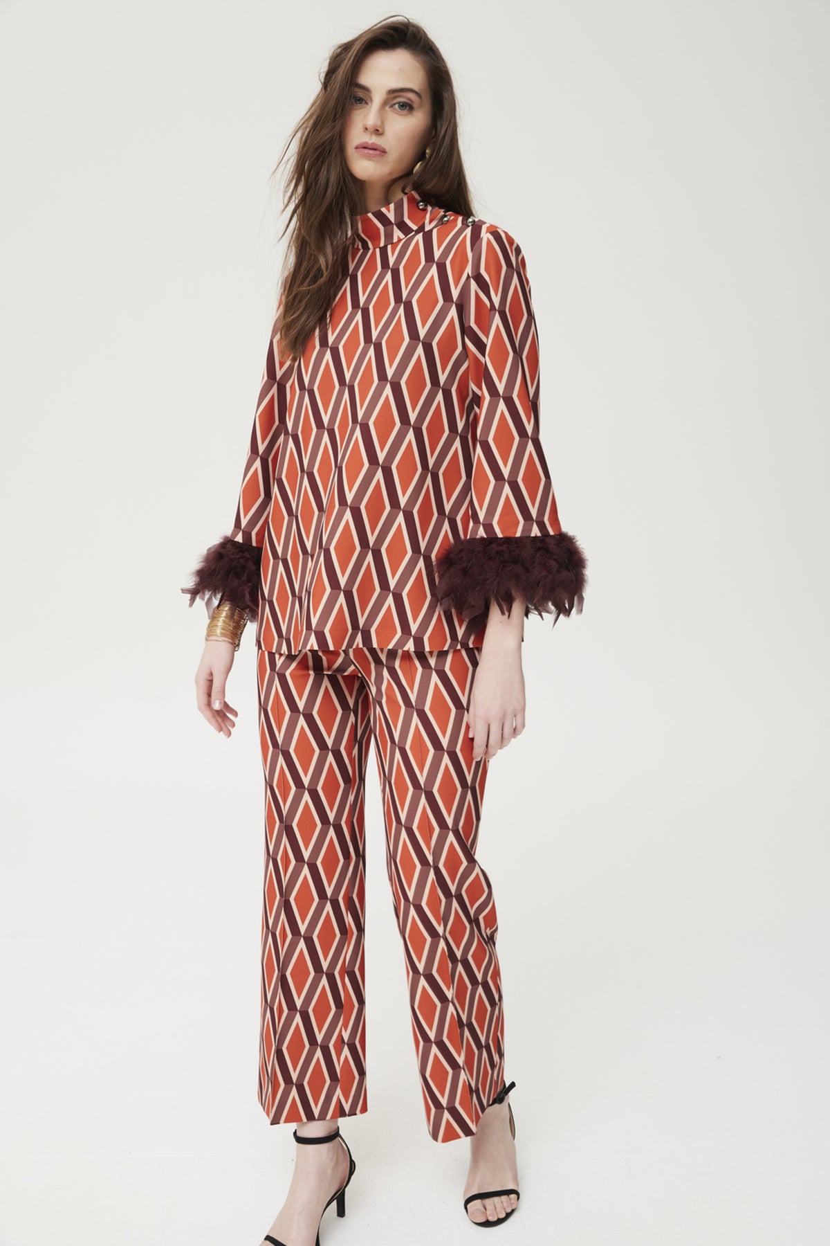 Geometric Printed Crep Watson Trousers