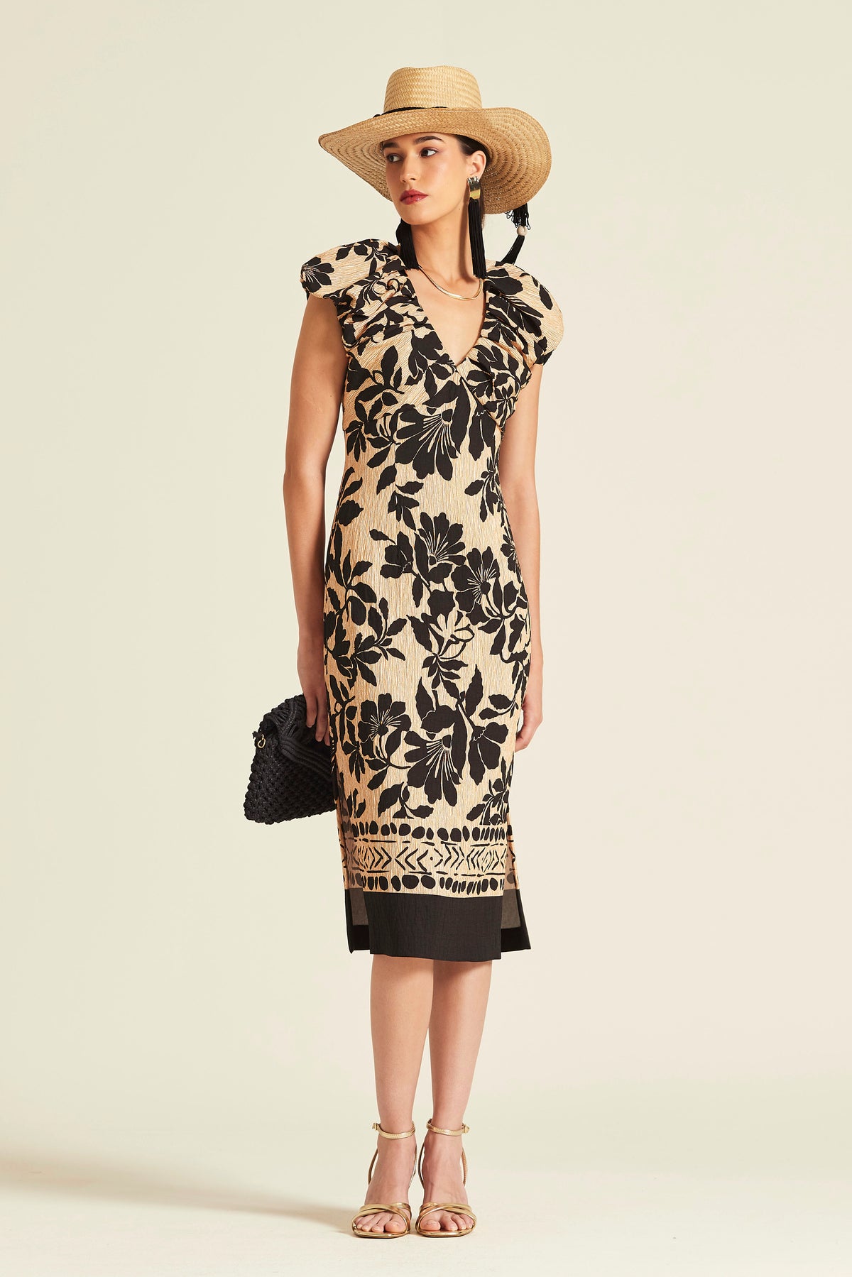 Vestido Megur Viscosa Estampado Greca