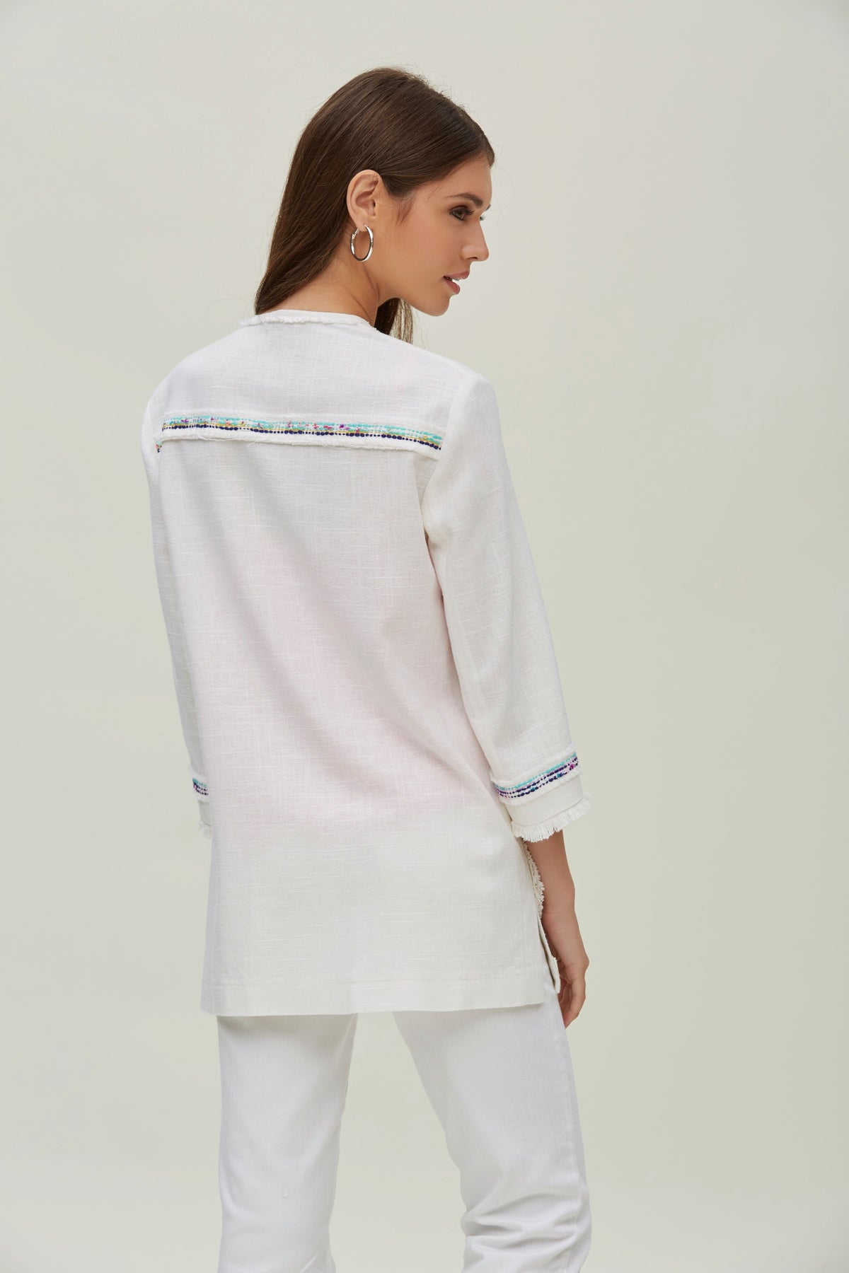 Manteau en lin à poches carrées
