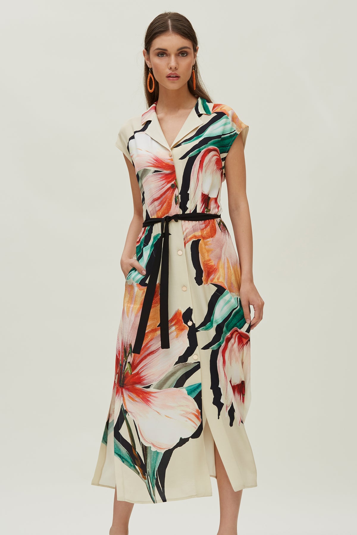 VESTIDO CAMISERO ESTAMPADO POSICIONAL