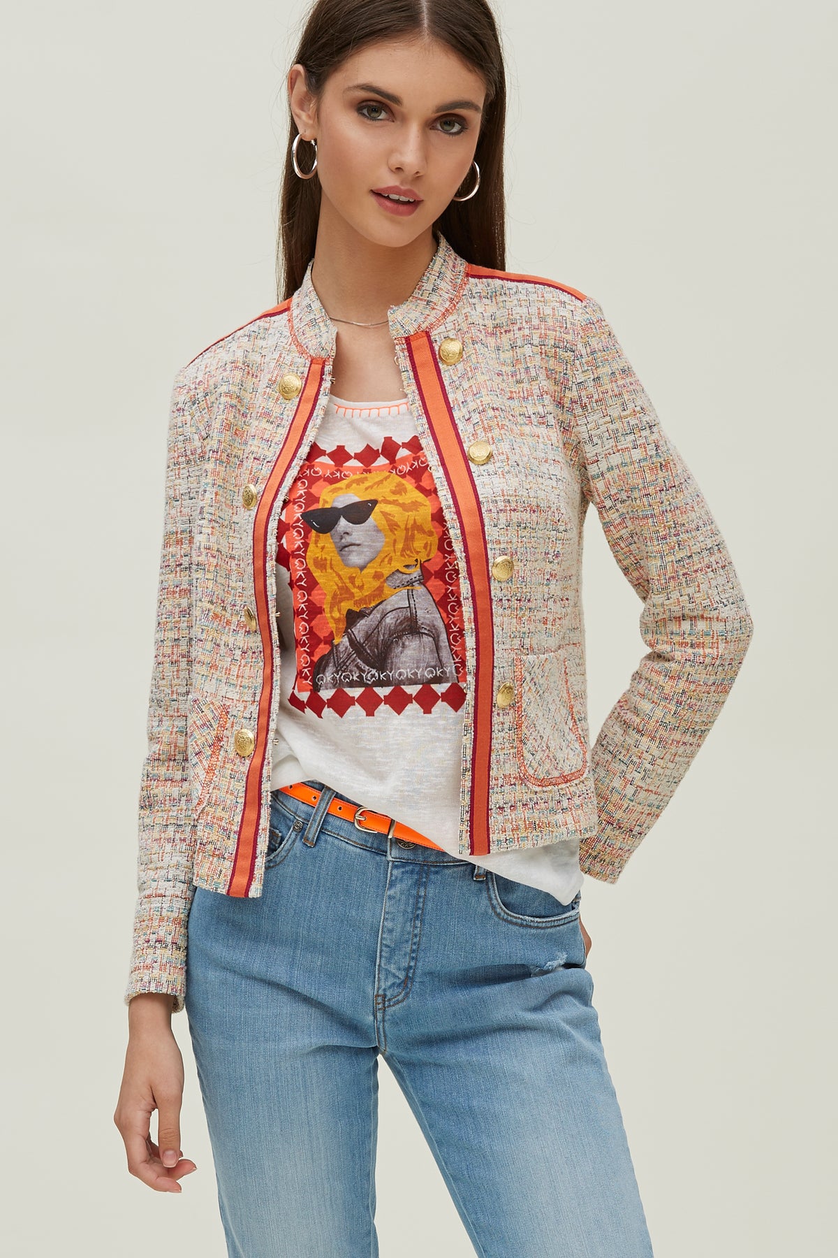 Chaqueta Corta Cuello Mao