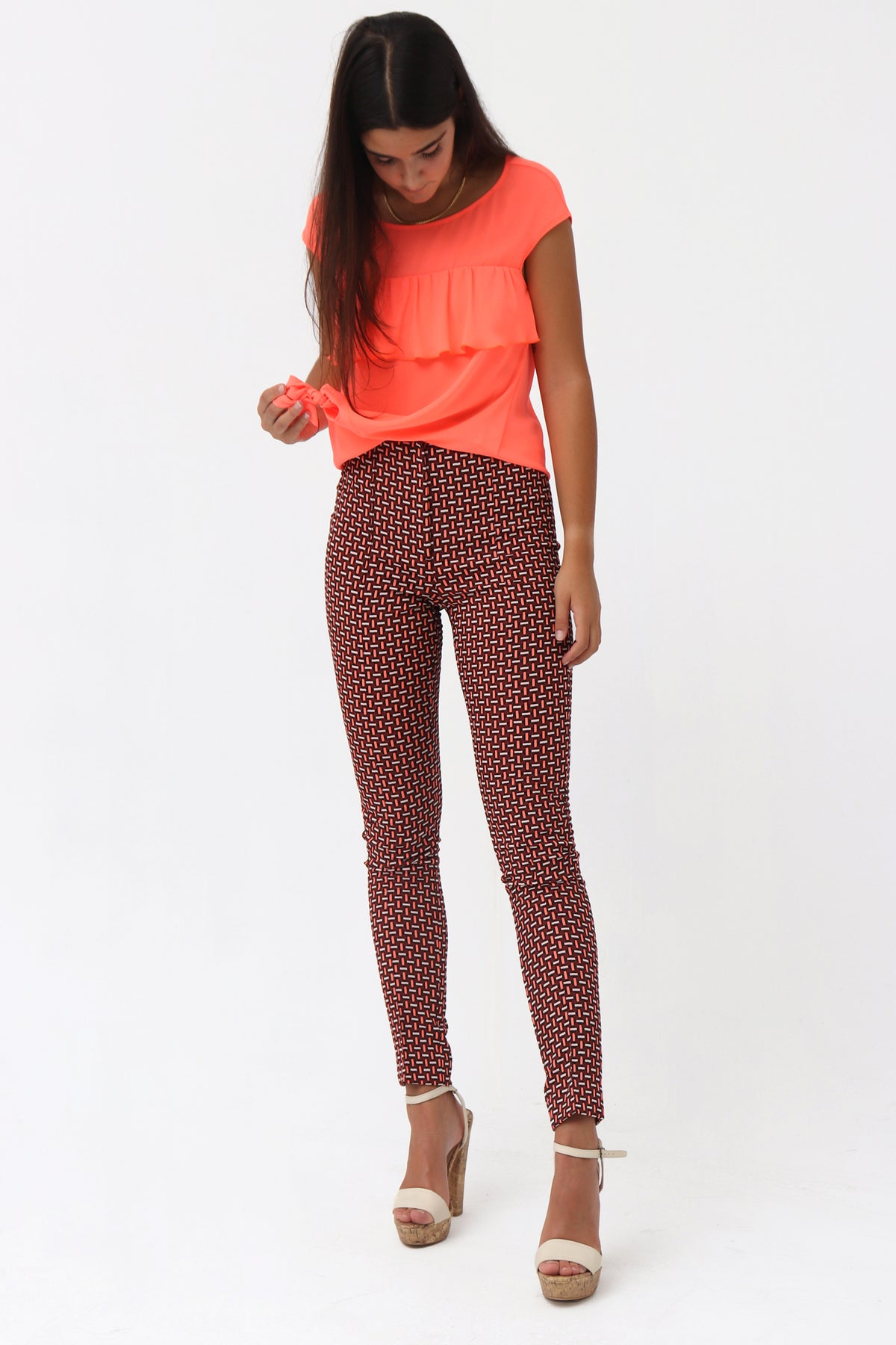 PANTALÓN SLIM JACQUARD ELÁSTICO