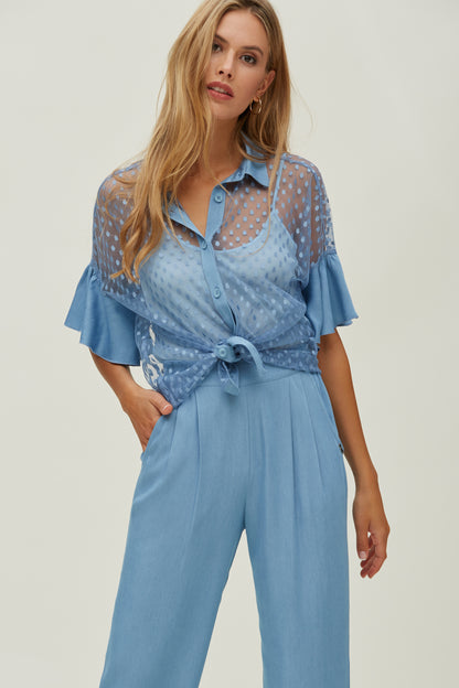 CAMISA MANGA VOLANTE TENCEL