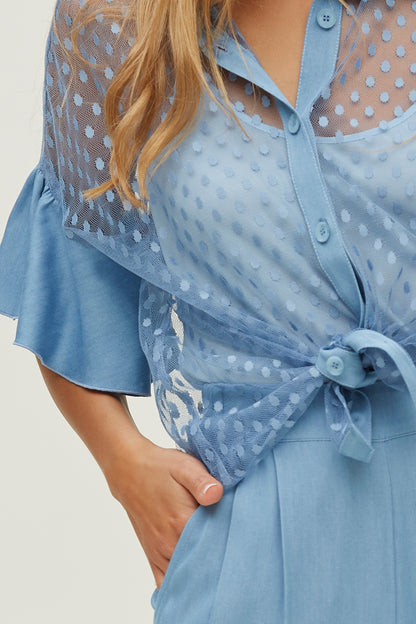 CAMISA MANGA VOLANTE TENCEL