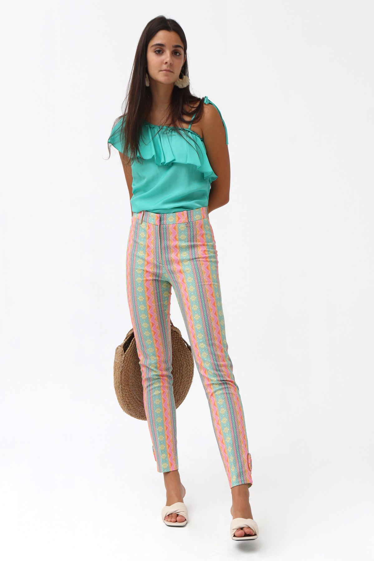 PANTALON TOBILLERO ABERTURAS PIQUÉ ESTAMPADO