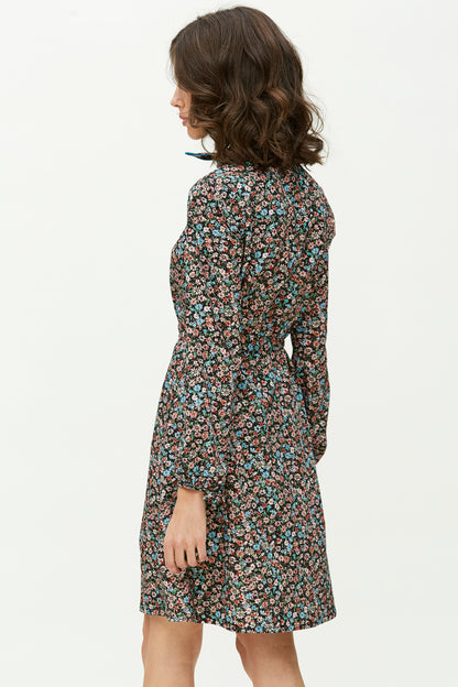 VESTIDO LAZADA CUELLO-ESTAMPADO MULTICOLOR