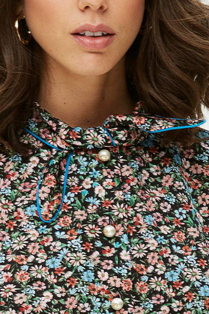VESTIDO LAZADA CUELLO-ESTAMPADO MULTICOLOR