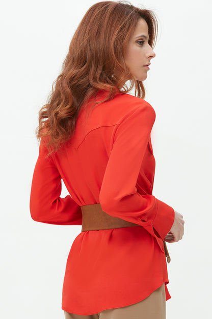 BLUSA CORDÓN ESCOTE EN CREPÉ VISCOSA