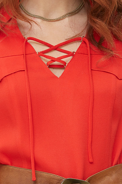 BLUSA CORDÓN ESCOTE EN CREPÉ VISCOSA