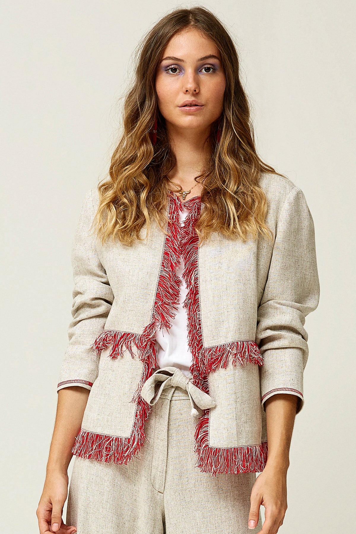 CHAQUETA FLECOS LINO