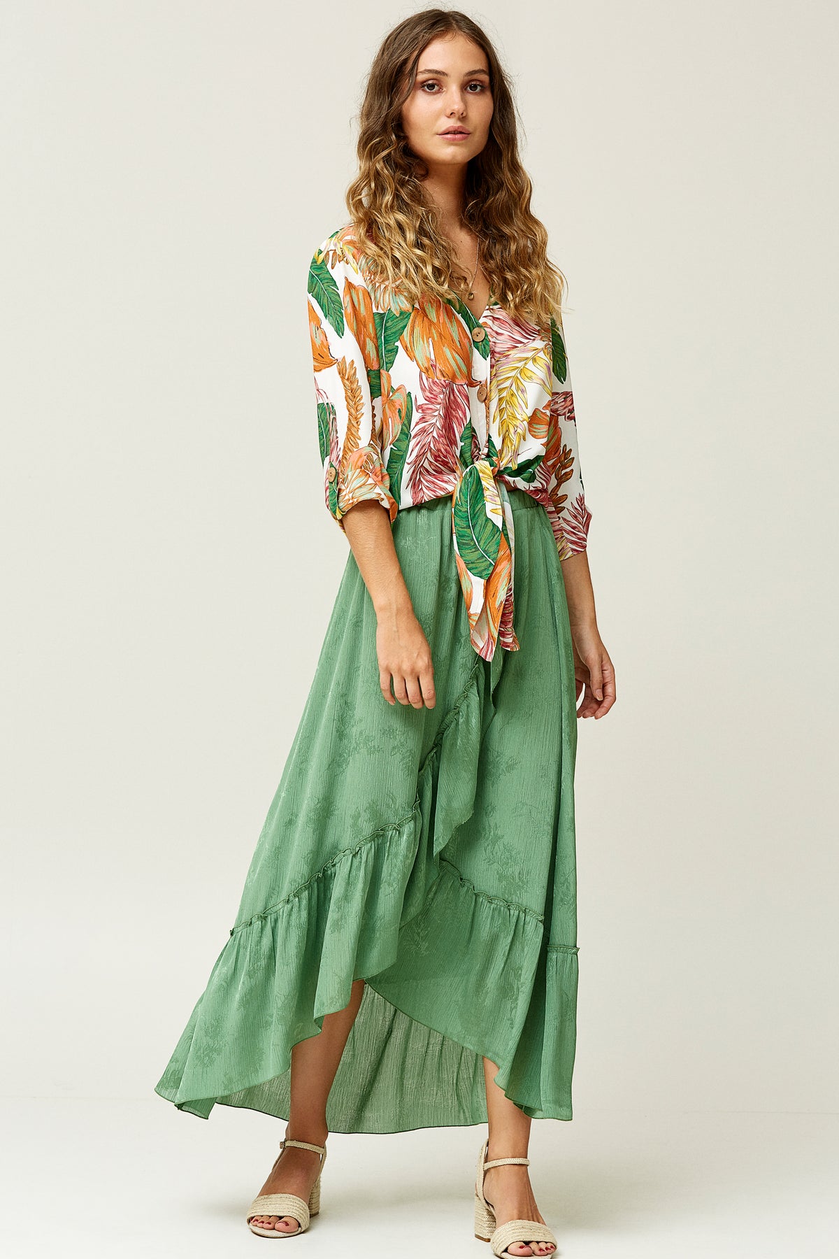 CROSSED CHIFFON JACQUARD SKIRT