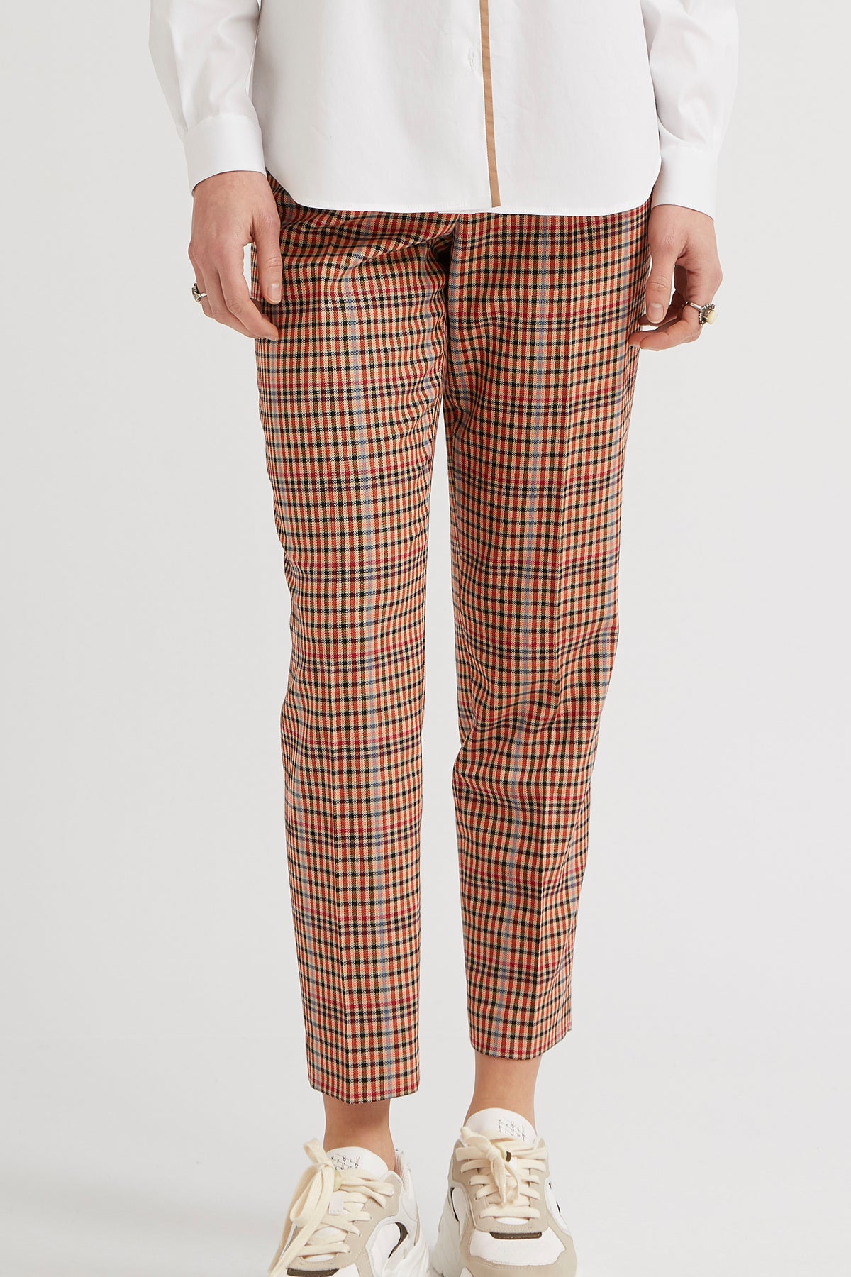 PANTALÓN DE PINZAS CUADROS MULTICOLOR