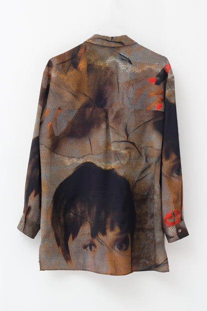 CAMISA BAJO ASIMÉTRICO ESTAMPADO SEDA
