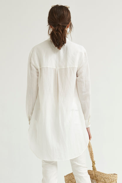 CAMISA LARGA BOTONES DE LINO CON RELIEVE