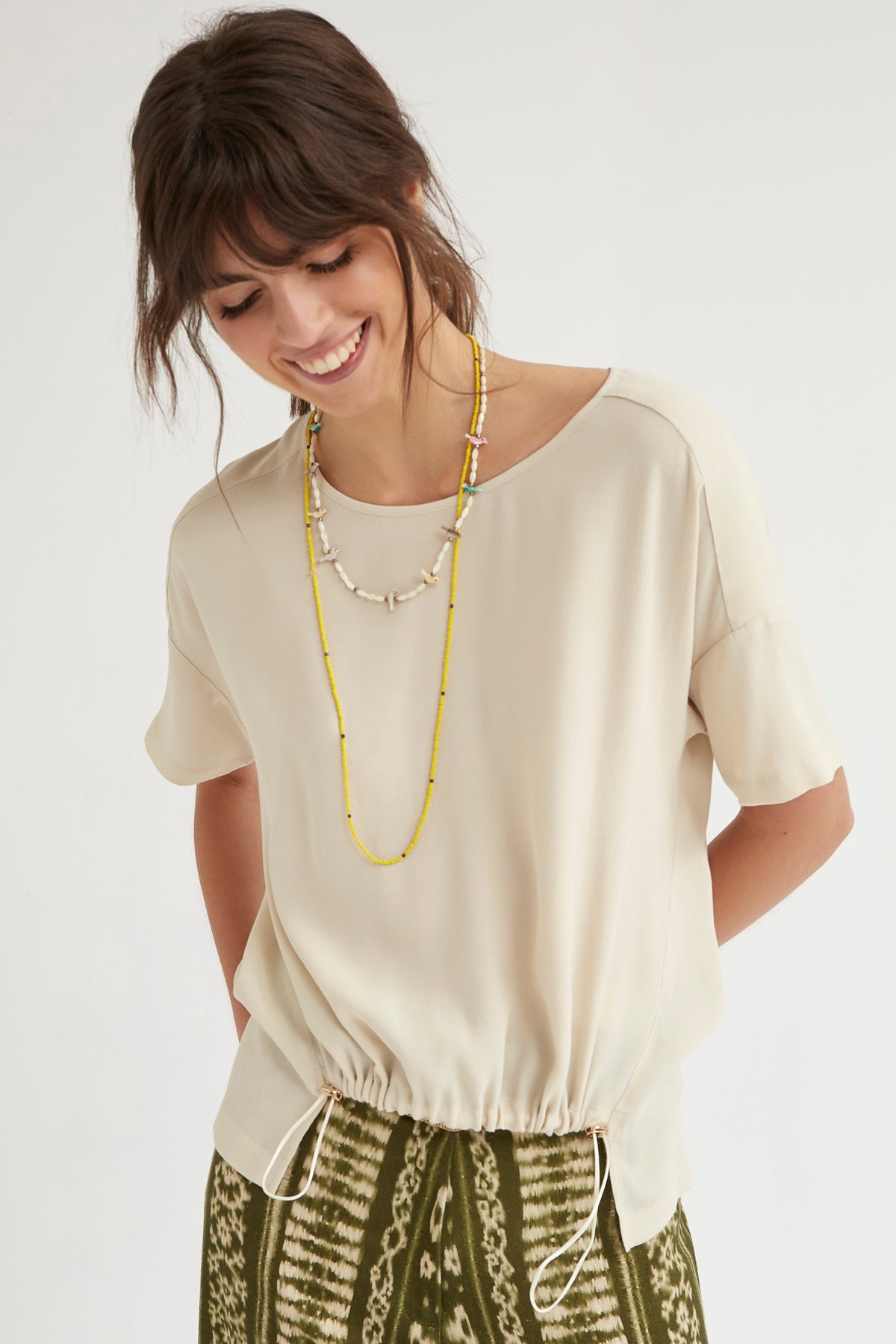 ASYMMETRICAL CREPE MAROCAIN  TOP