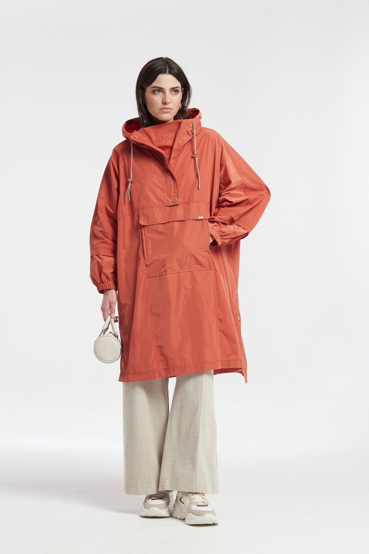 TECNICAL TEX WATERPROOF HOODED OVERSIZED MURAL CAPE