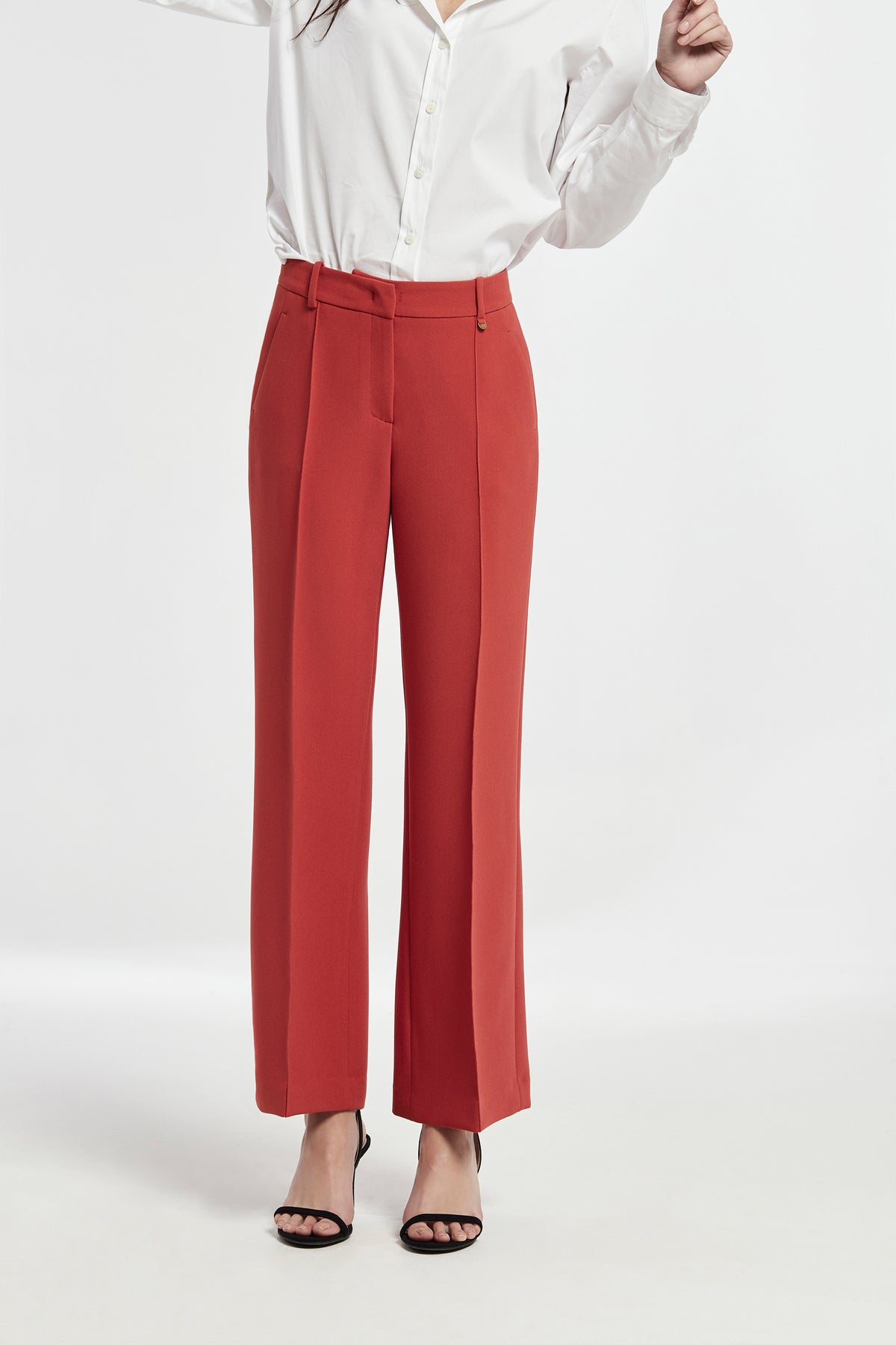 PLAIN WAVE AWON FLARED TROUSERS DOUBLE PLAIN