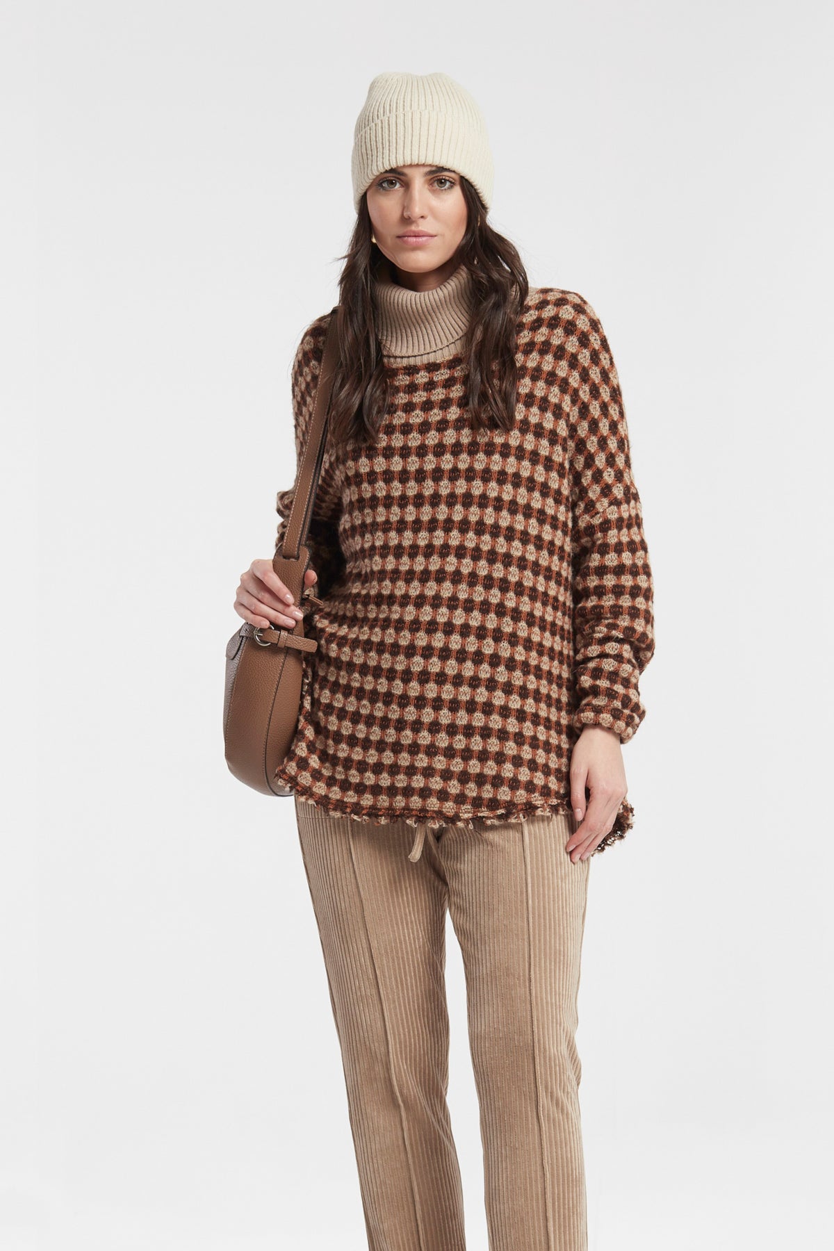 TRICOLOR KNIT HIGH NECK ASTRAL SWEATER