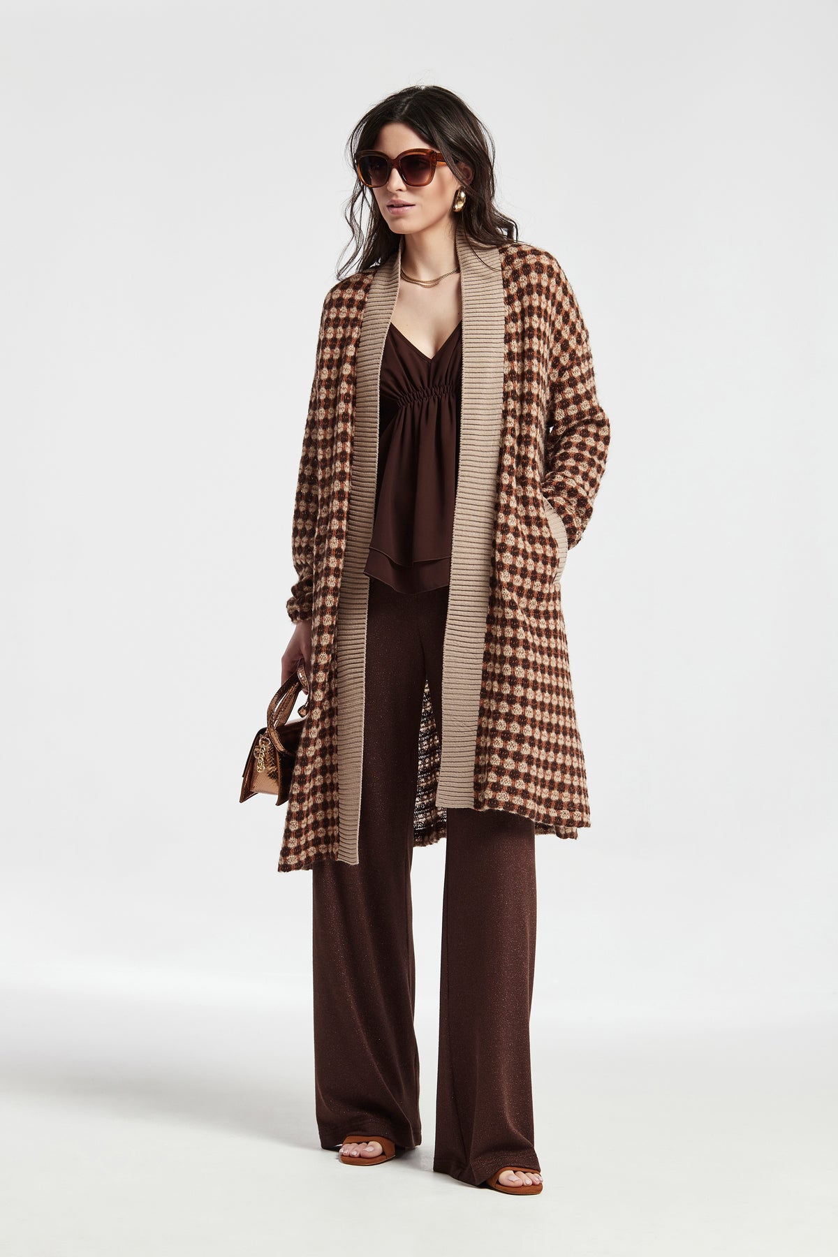 TRICOLOR KNIT LONG CUT OUT SILVIA JACKET