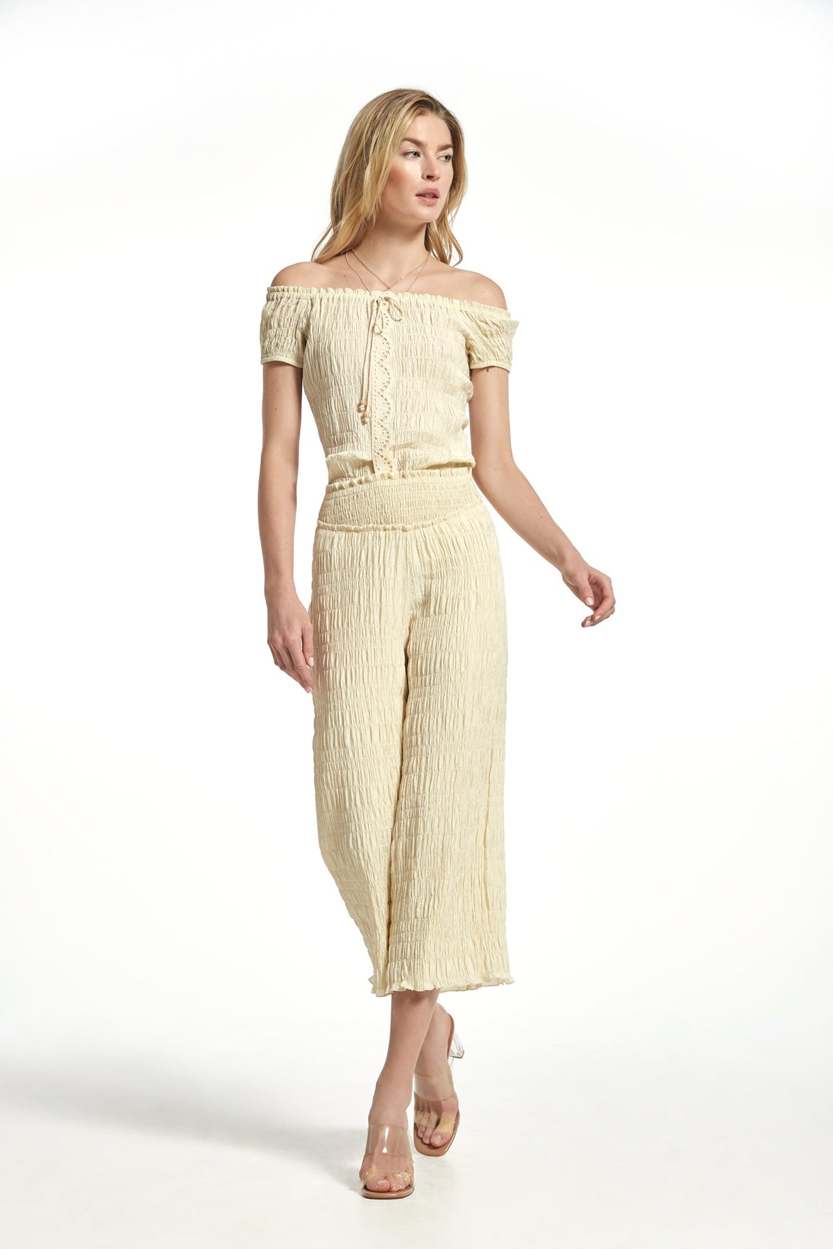 PANTALÓN BRUNO VOILE CON LINEAS DE GOMAS