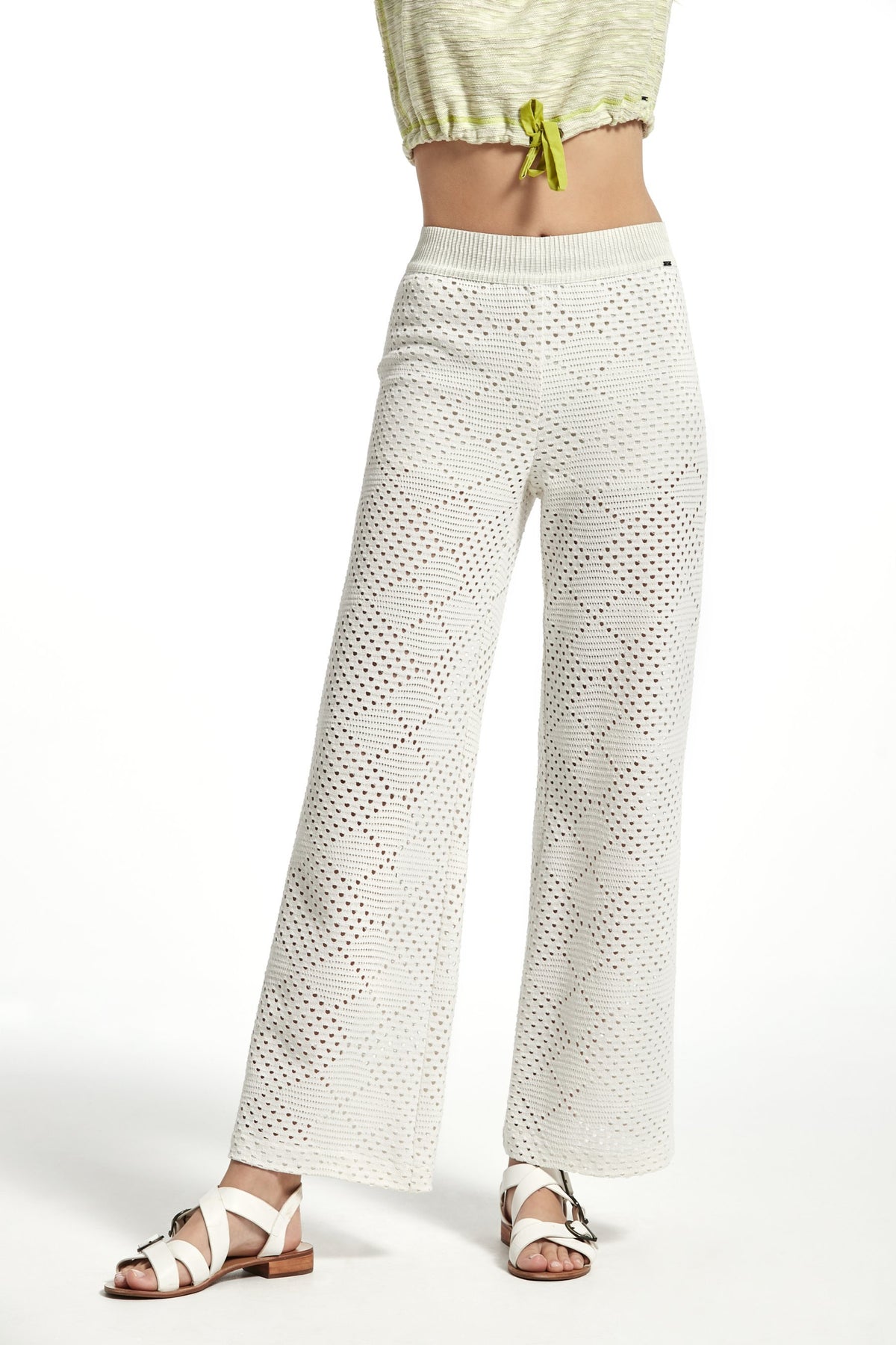 IWIRA CROCHET EFFECT KNIT TROUSERS