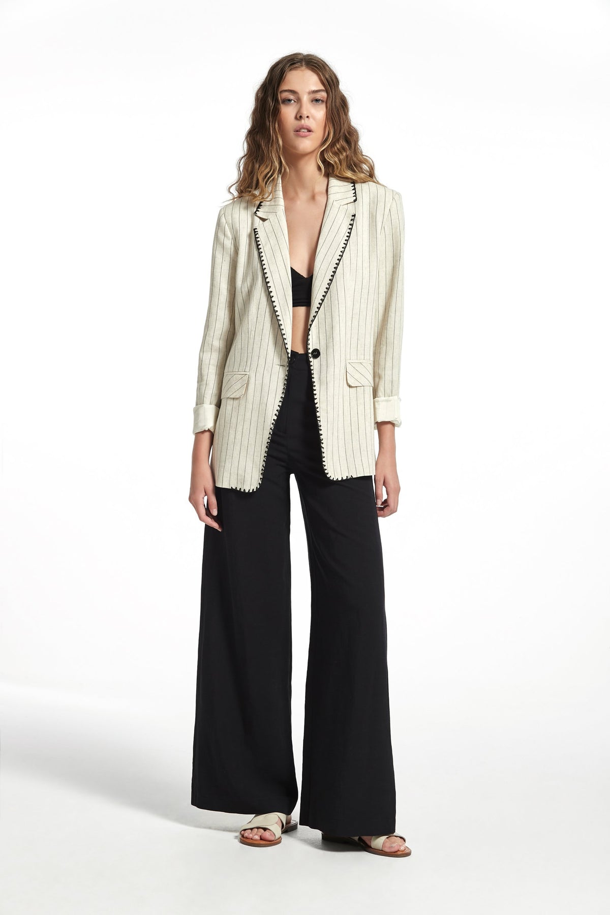 OMAN LINEN JACKET WITH PINSTRIPE