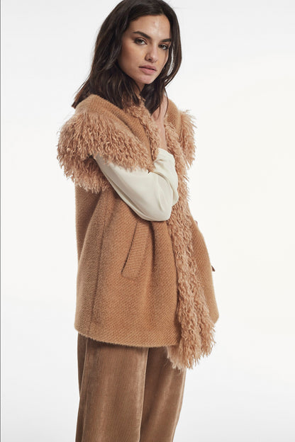 SHORT PILE KNIT TWILL BRILLO VEST