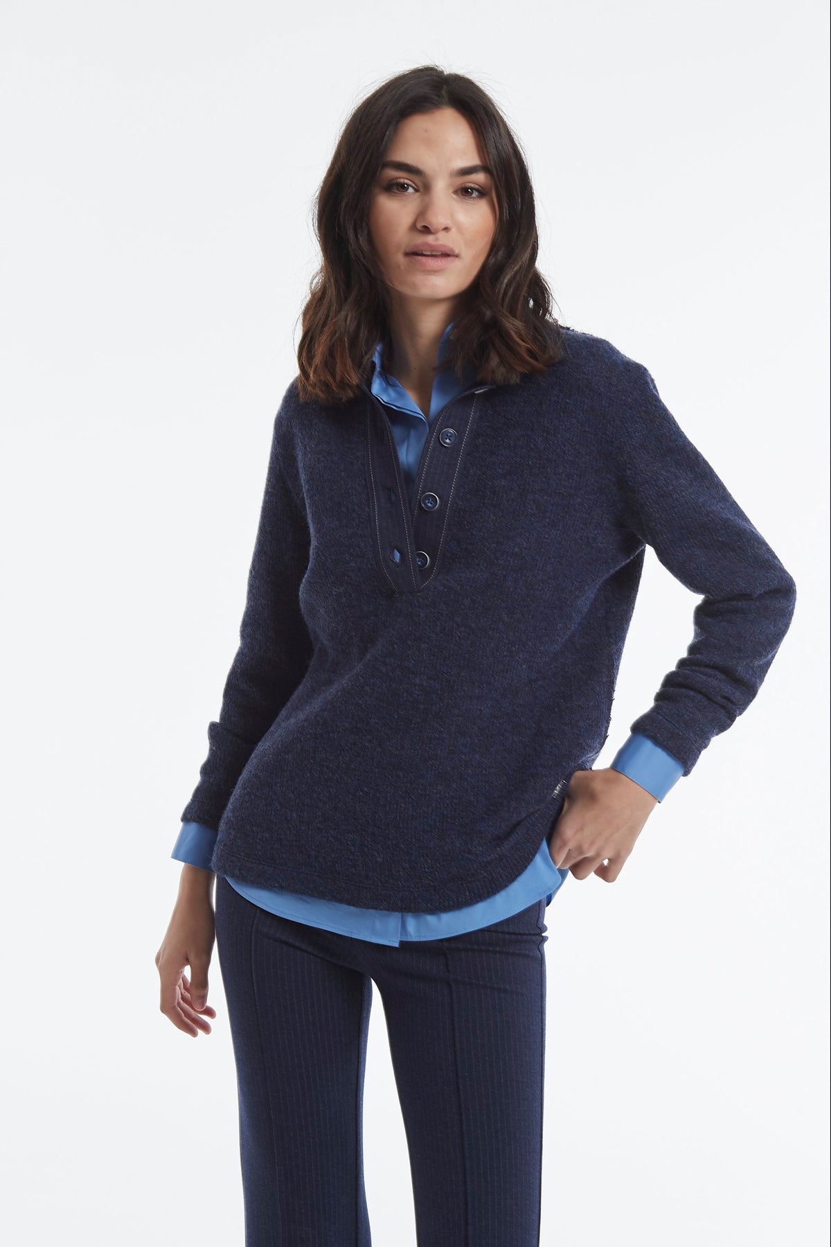 MUTRA MELANGE TRICOT KNIT POLO SHIRT