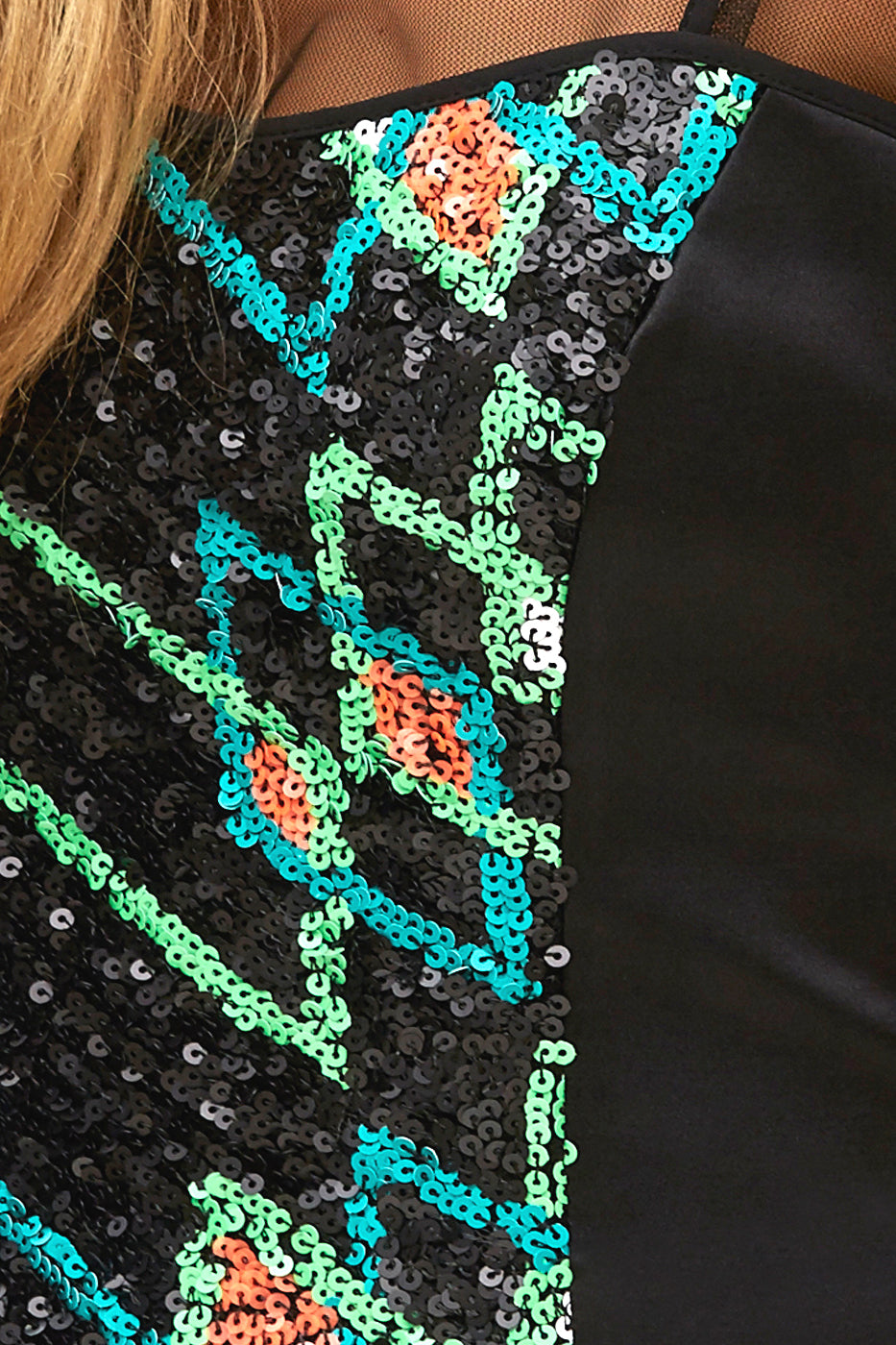 Vestido Escote Pico Lentejuelas Multicolor