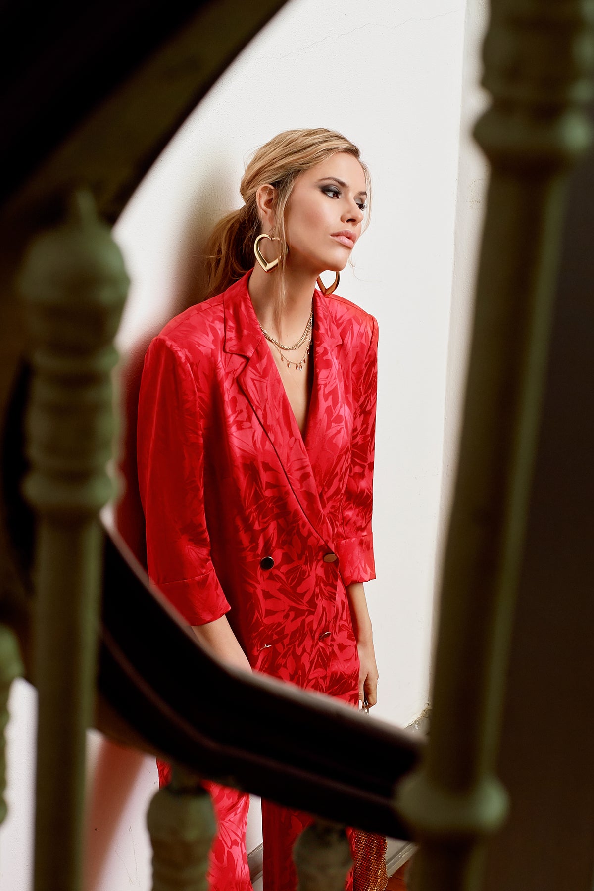 CHAQUETA CRUZADA-JACQUARD VISCOSA