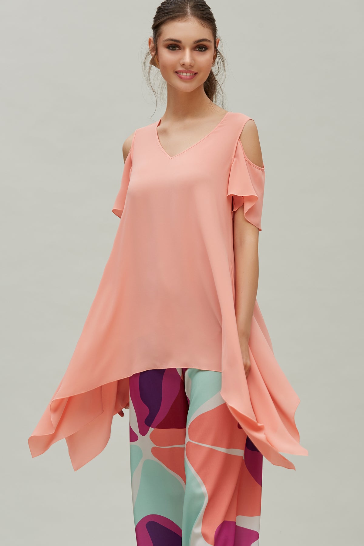 Open Shoulder Top Chiffon