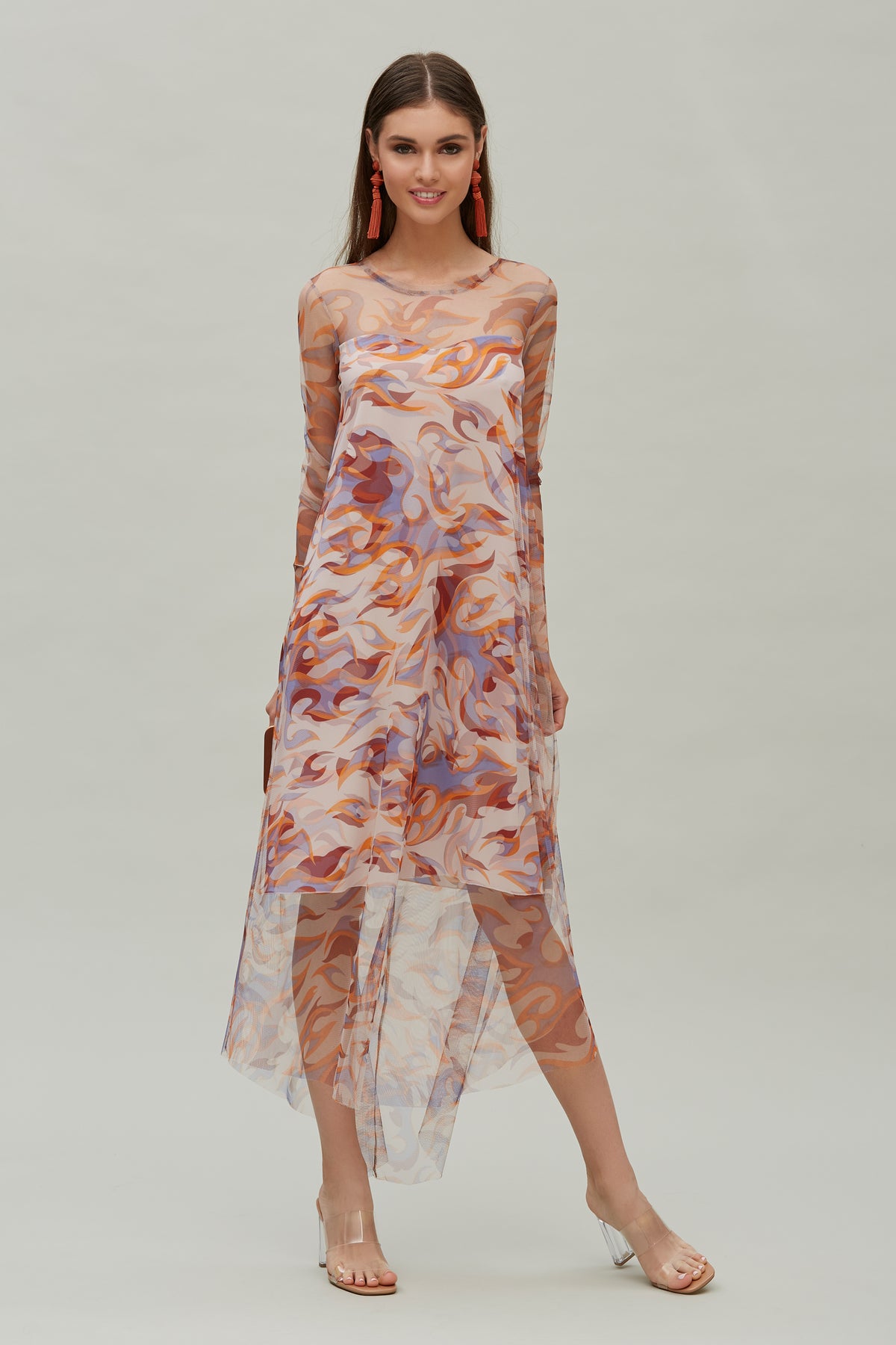 OVERLAPED DRESS PRINTING TULLE