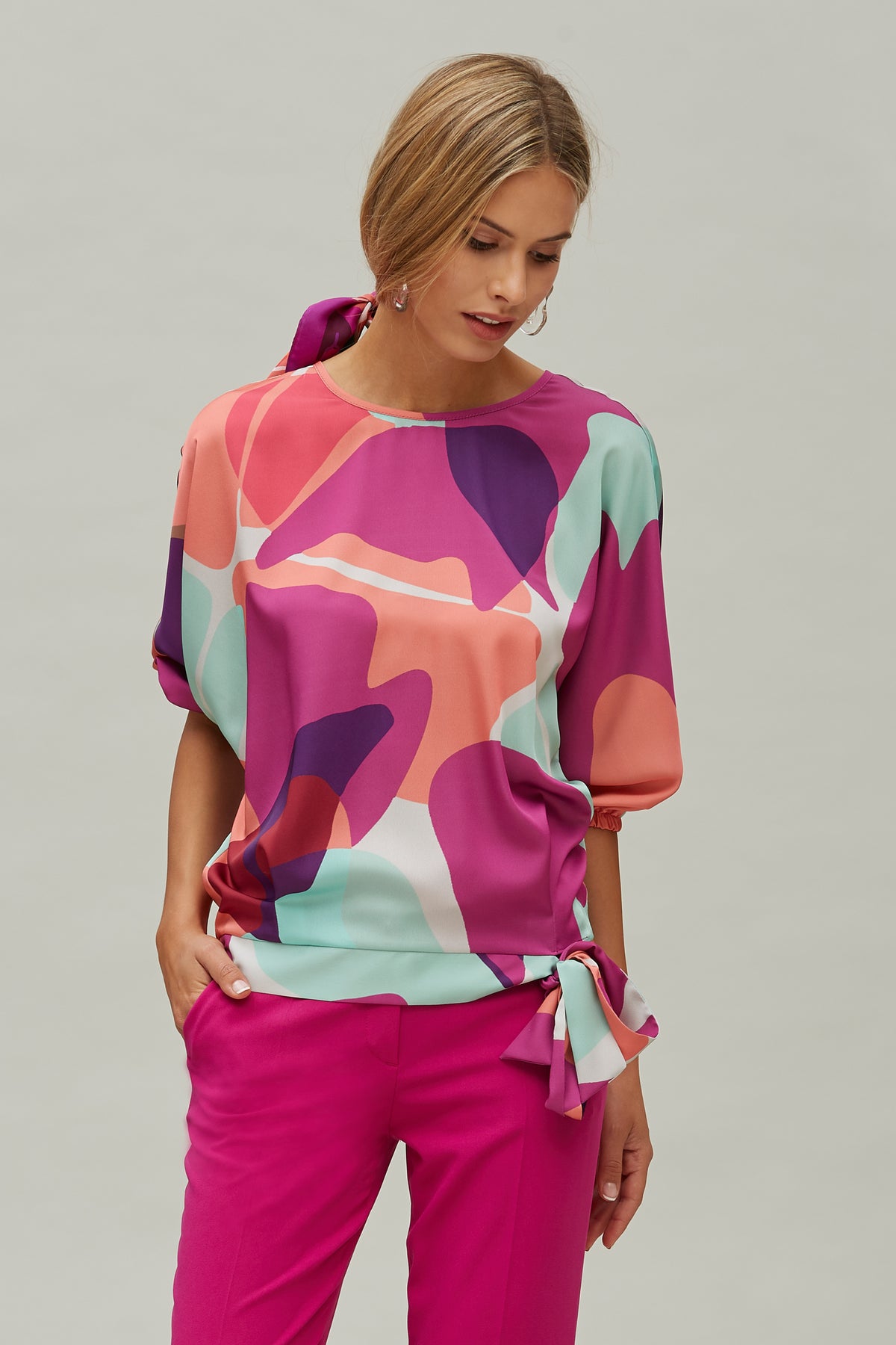 Top Manga Japonesa Estampado Multicolor