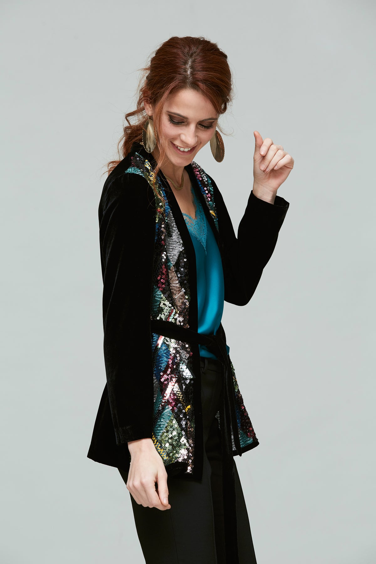 Chaqueta Enmarque Delantero En Lentejuelas Multicolor