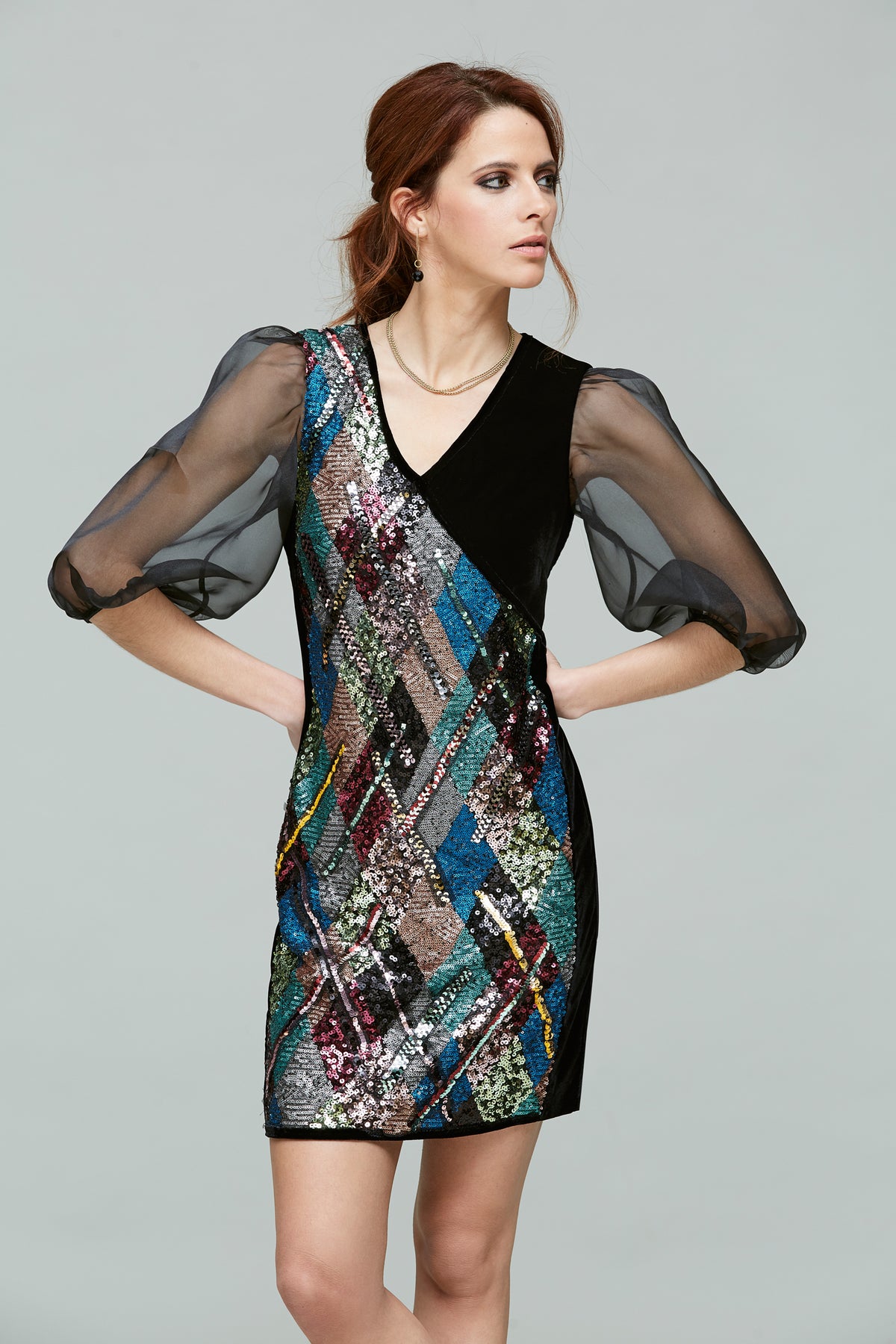 Vestido Costadillos En Lentejuelas Multicolor