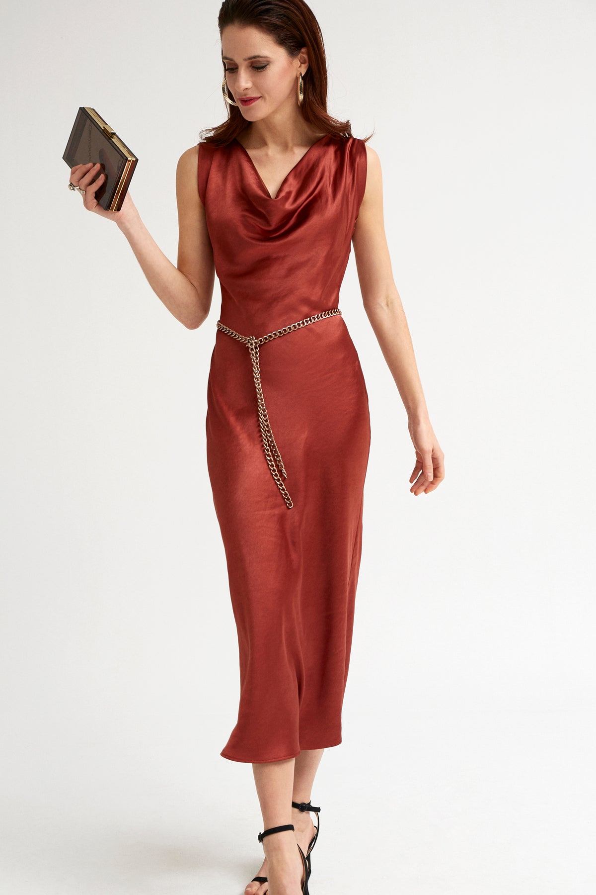 MIDI  SATIN DRESS 