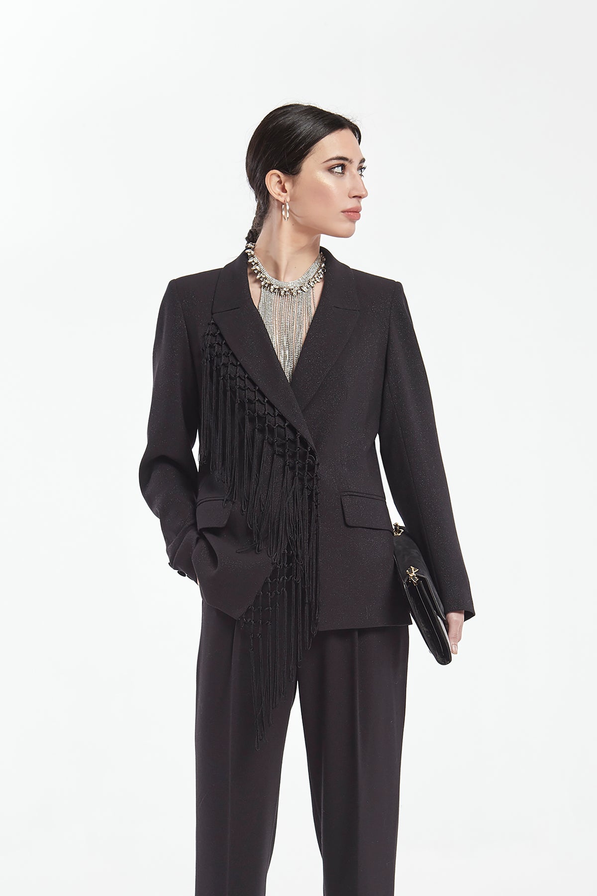 CHAQUETA AMERICANA BURNE CRUZADA PLANA DE LUREX
