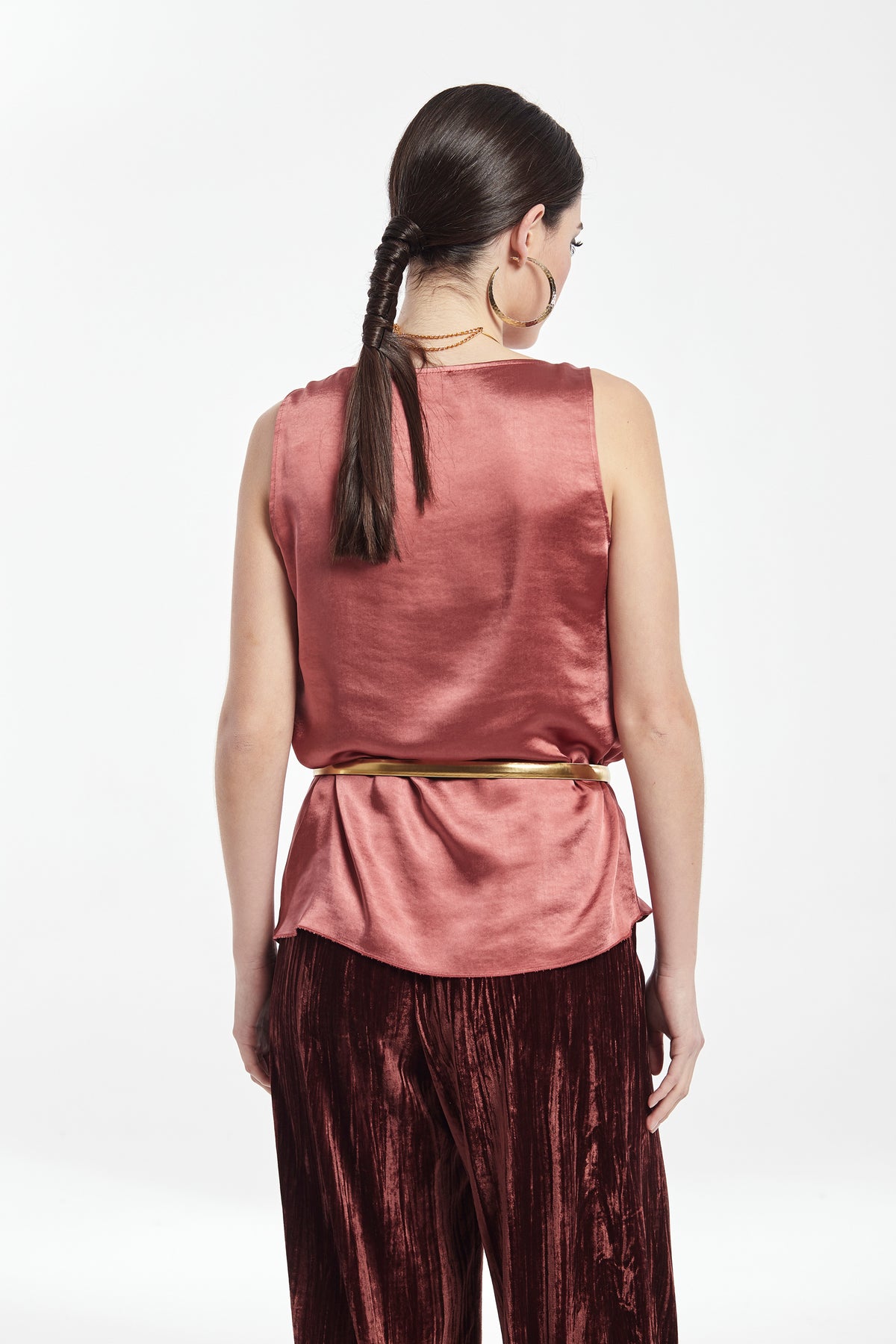 TOP DRAPEADO SATEN VINTAGE STRETCH