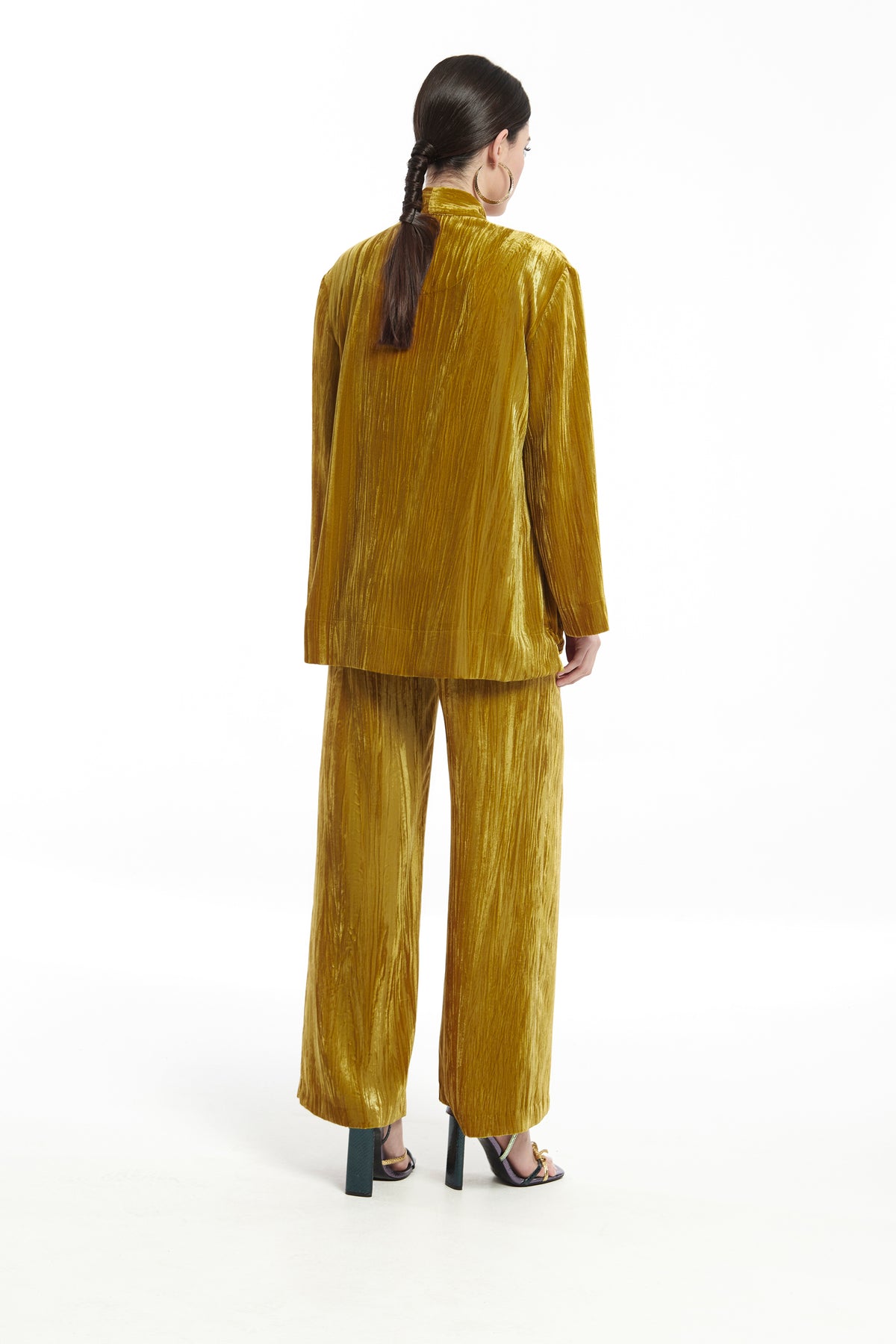 Pantalón Palazzo Goma Cintura Iwira Terciopelo Chafado