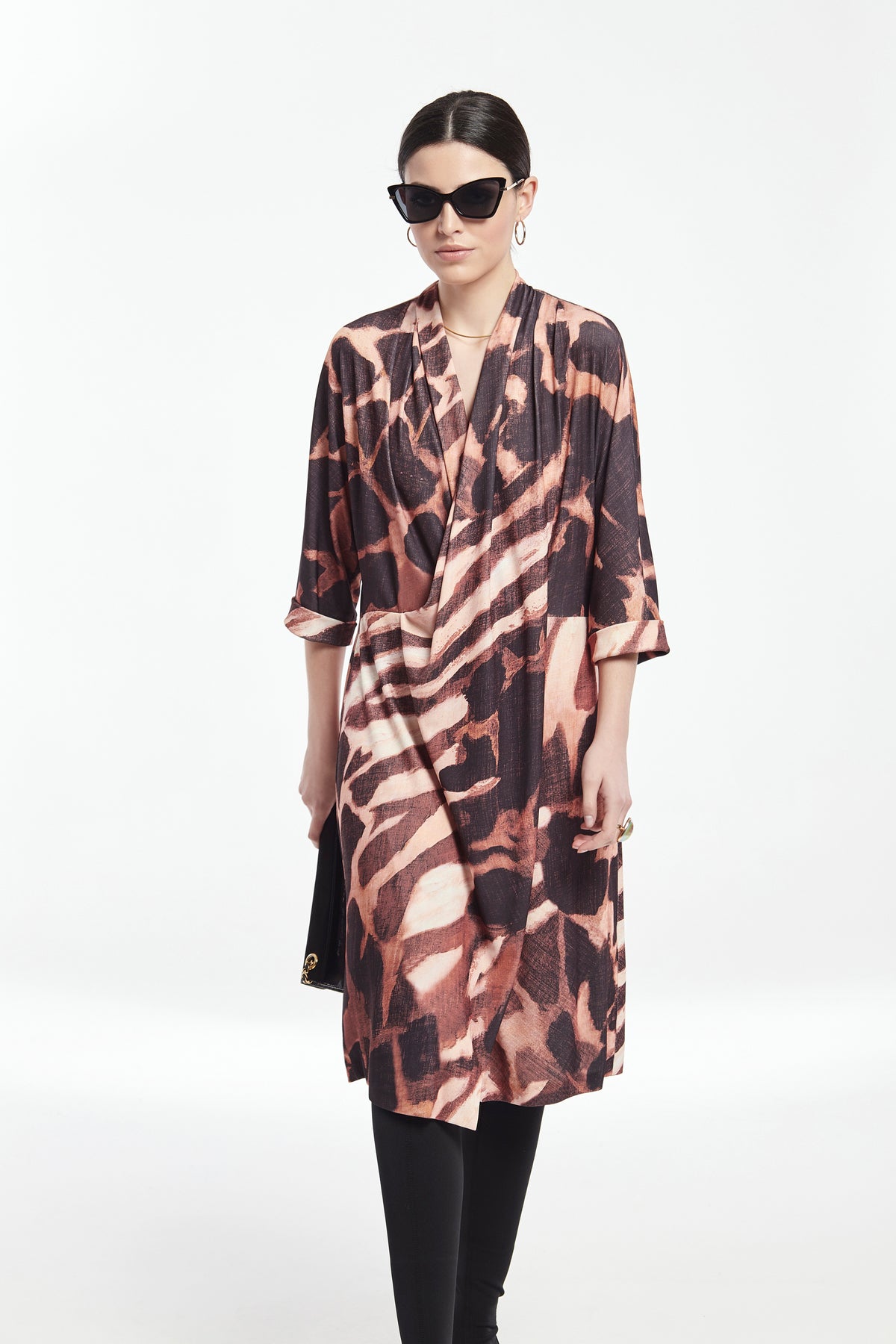 Printing Knitwear Dress With Flowing Neck
